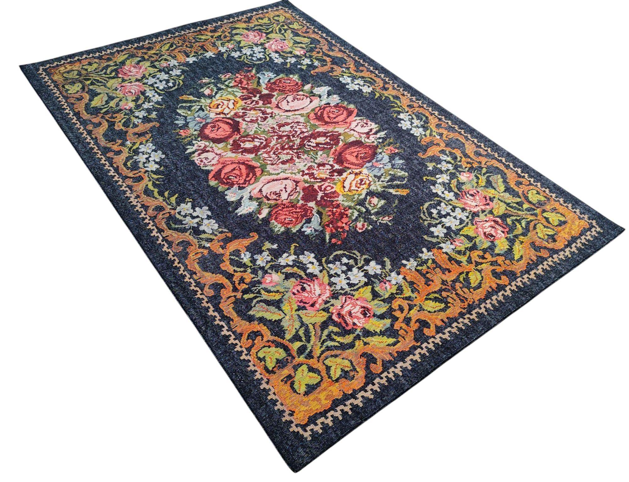 Çam Halı Anatolia 32-028 Karabağ Halısı Desenli Dokuma Tabanlı Yıkanabilir Şönil Salon ve Oda Halısı
