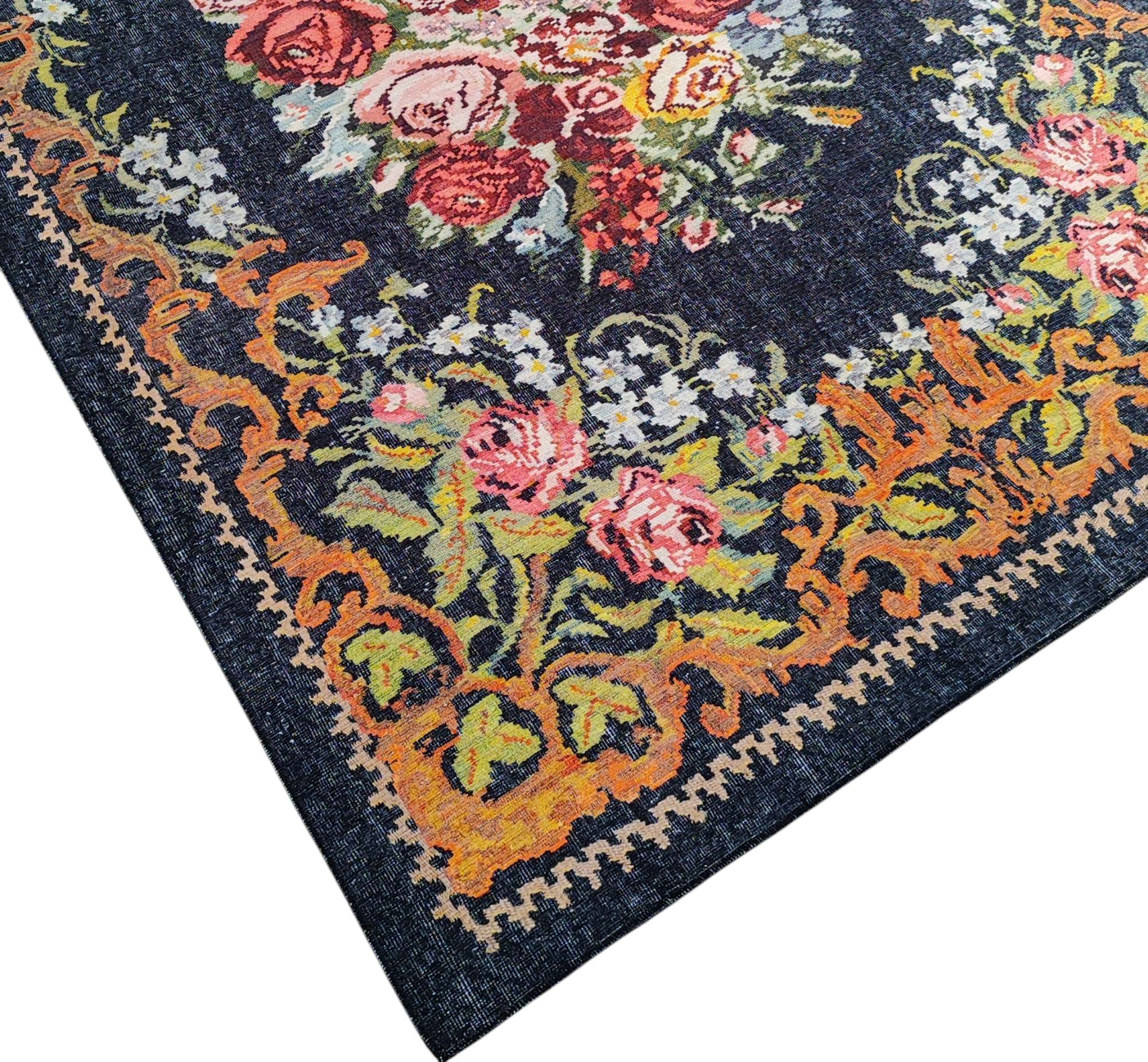Çam Halı Anatolia 32-028 Karabağ Halısı Desenli Dokuma Tabanlı Yıkanabilir Şönil Salon ve Oda Halısı