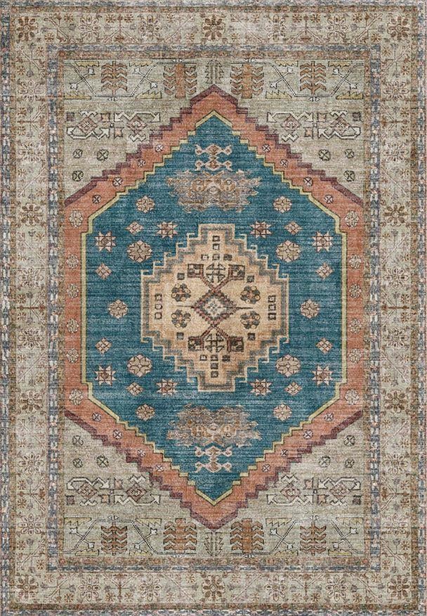 Çam Halı Anatolia 32-036 Etnik Eskitme Desenli Dokuma Tabanlı Yıkanabilir Şönil Salon ve Oda Halısı
