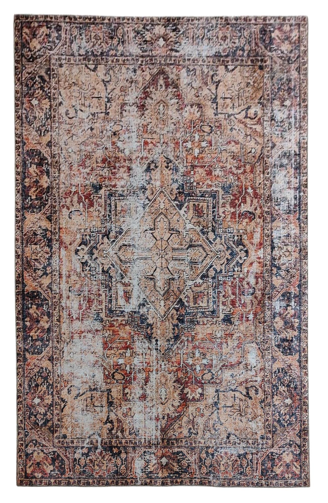 Çam Halı Anatolia 32-038 Etnik Eskitme Desenli Dokuma Tabanlı Yıkanabilir Şönil Salon ve Oda Halısı