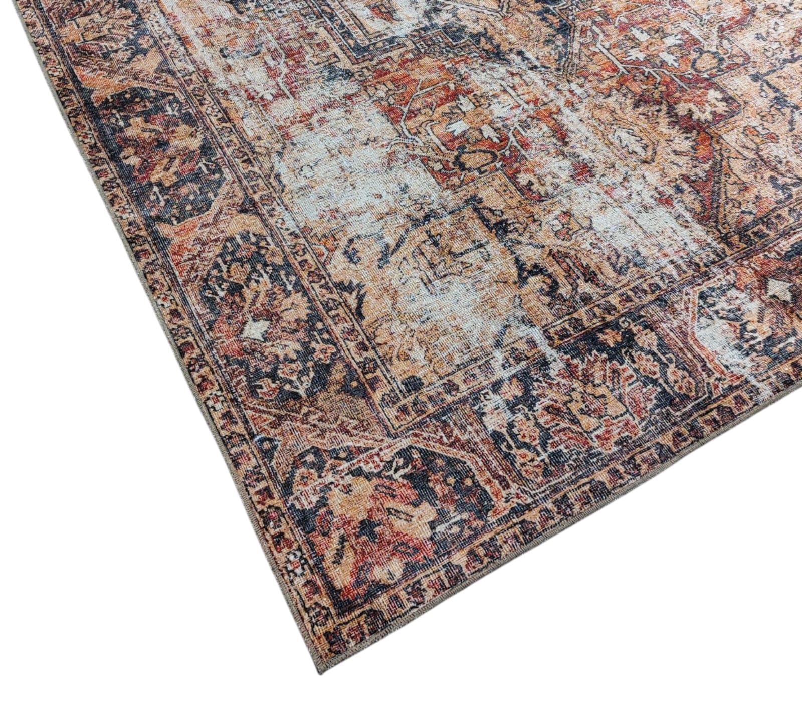 Çam Halı Anatolia 32-038 Etnik Eskitme Desenli Dokuma Tabanlı Yıkanabilir Şönil Salon ve Oda Halısı