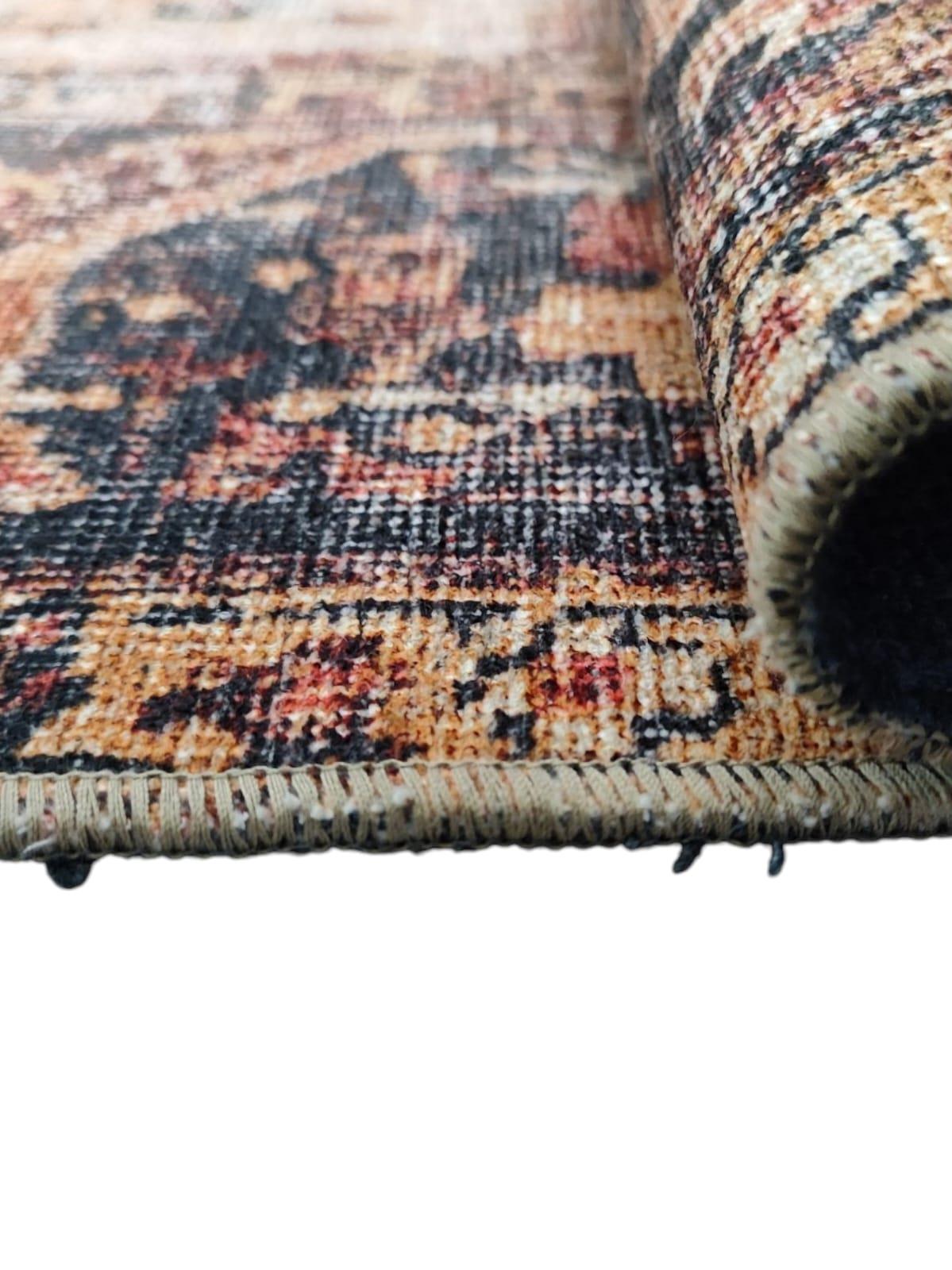 Çam Halı Anatolia 32-038 Etnik Eskitme Desenli Dokuma Tabanlı Yıkanabilir Şönil Salon ve Oda Halısı