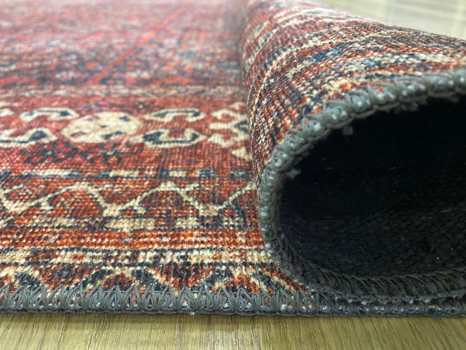 Çam Halı Anatolia 32-059 Etnik Afgan Halısı Desenli Dokuma Tabanlı Yıkanabilir Şönil Salon ve Oda Halısı