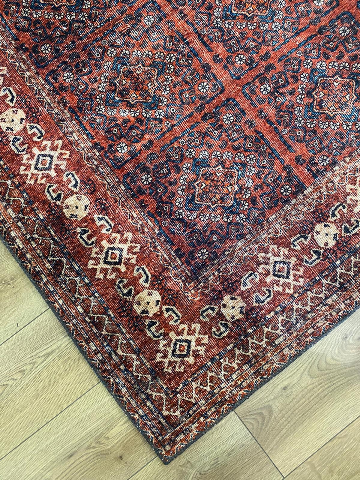 Çam Halı Anatolia 32-059 Etnik Afgan Halısı Desenli Dokuma Tabanlı Yıkanabilir Şönil Salon ve Oda Halısı