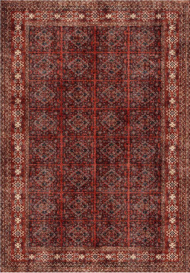 Çam Halı Anatolia 32-059 Etnik Eskitme Desenli Dokuma Tabanlı Yıkanabilir Şönil Salon ve Oda Halısı
