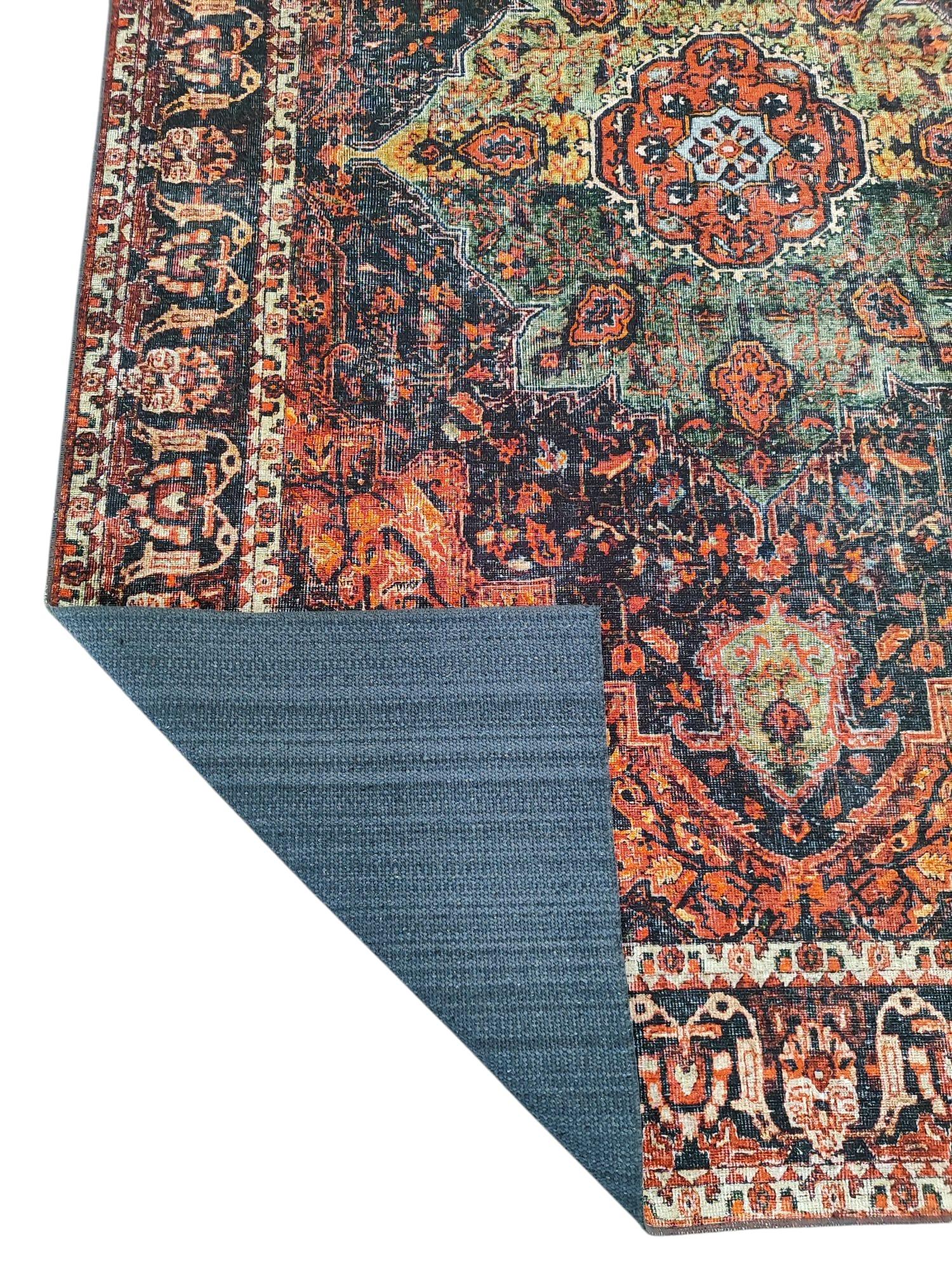 Çam Halı Anatolia 32-067 Etnik Eskitme Desenli Dokuma Tabanlı Yıkanabilir Şönil Salon ve Oda Halısı