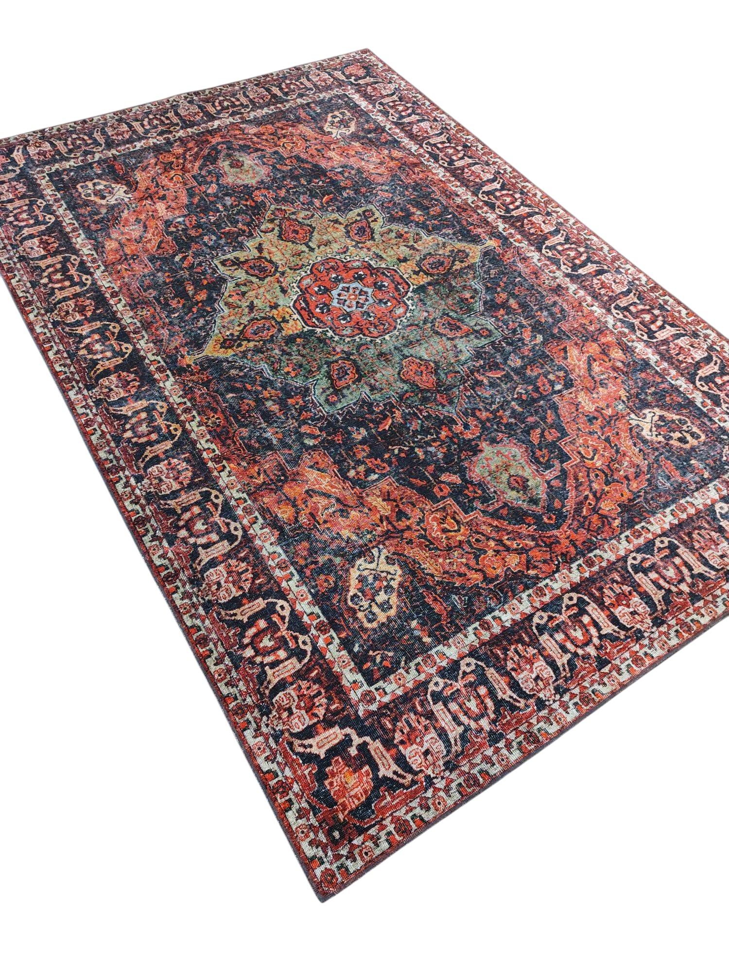 Çam Halı Anatolia 32-067 Etnik Eskitme Desenli Dokuma Tabanlı Yıkanabilir Şönil Salon ve Oda Halısı