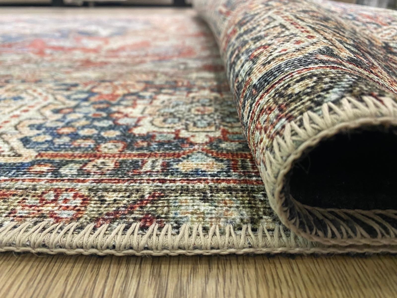 Çam Halı Anatolia 32-074 Etnik Eskitme Desenli Dokuma Tabanlı Yıkanabilir Şönil Salon ve Oda Halısı