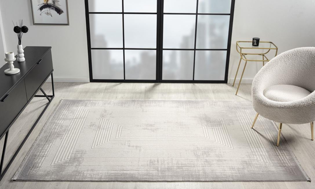 ÇAM Halı ARVEL AR002A Beyaz Gri Koridor Halısı Mutfak Halısı Salon Halısı