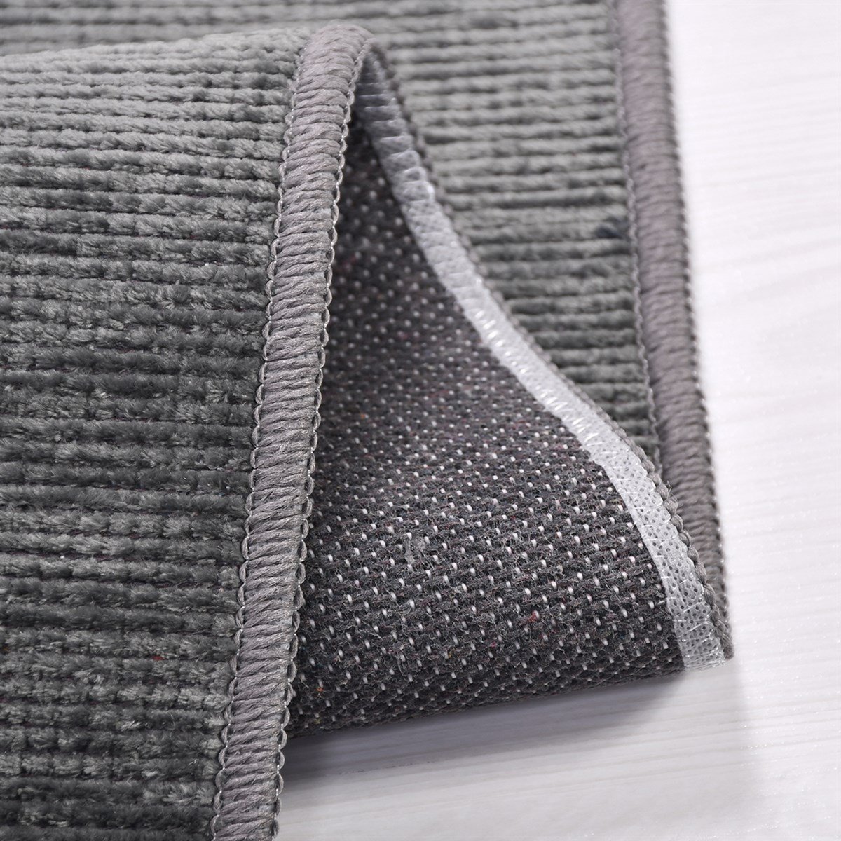 Çam Halı Crea Decolux Azade 8206 Antrasit Özel Kaymaz Tabanlı Pamuk Dokuma Kilim