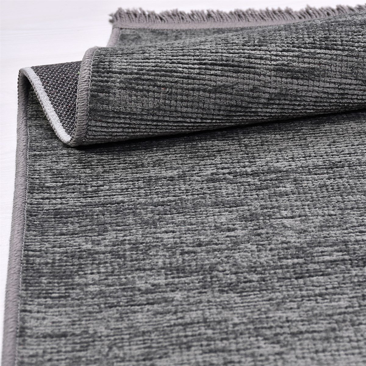Çam Halı Crea Decolux Azade 8206 Antrasit Özel Kaymaz Tabanlı Pamuk Dokuma Kilim