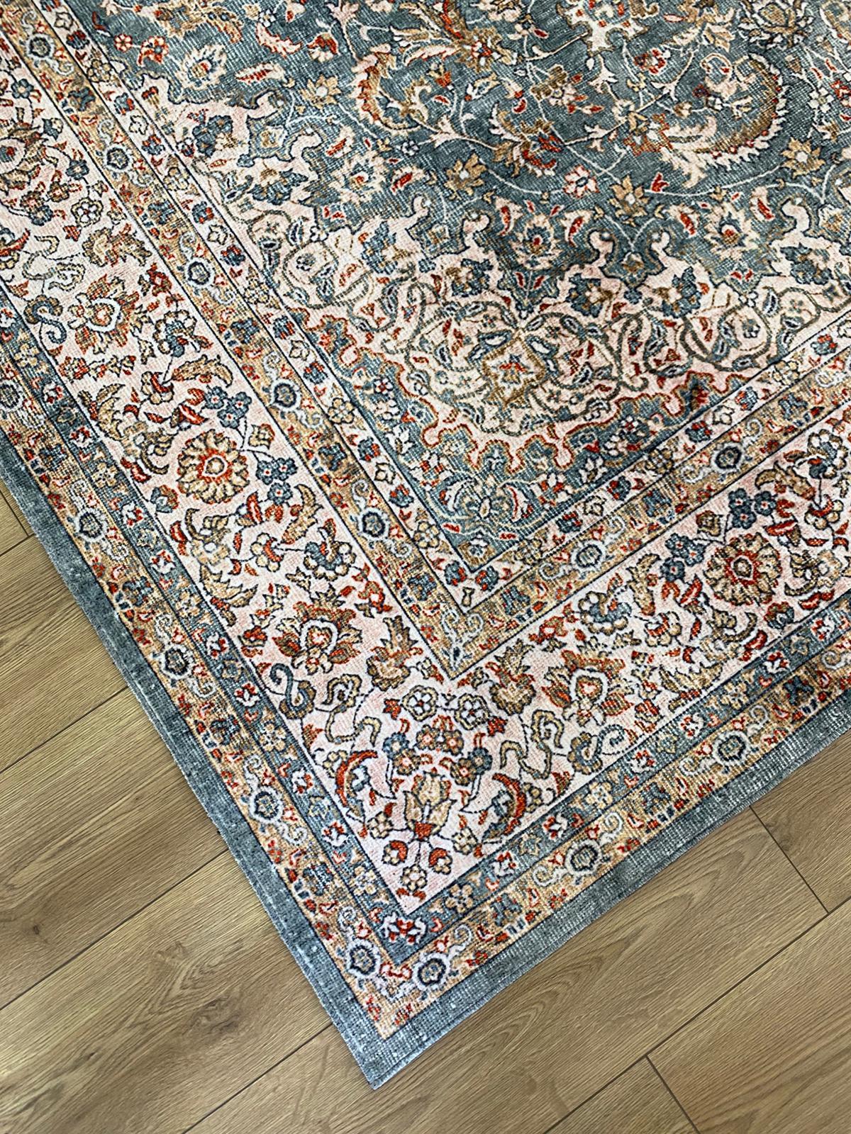 Çam Halı Dream 32-032 Etnik Eskitme Desenli Dokuma Tabanlı Yıkanabilir Şönil Salon ve Oda Halısı