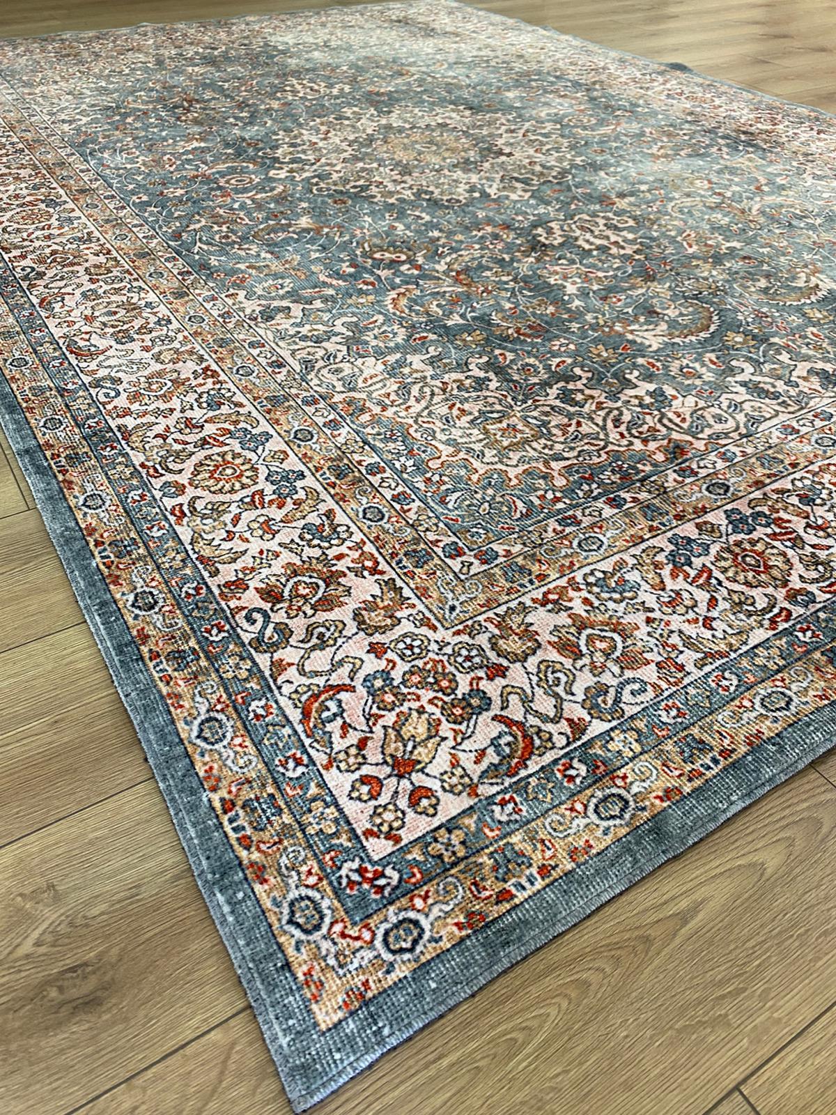 Çam Halı Dream 32-032 Etnik Eskitme Desenli Dokuma Tabanlı Yıkanabilir Şönil Salon ve Oda Halısı