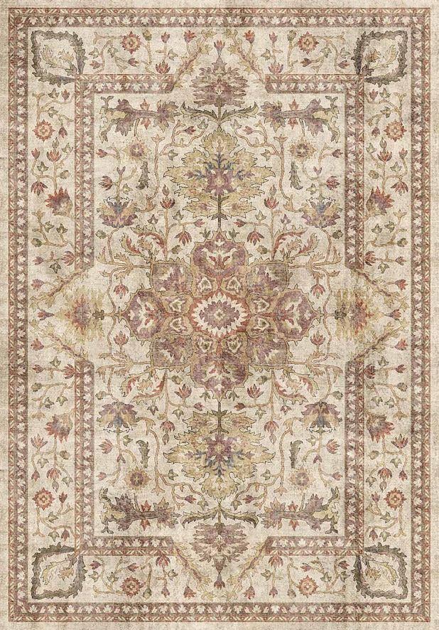 Çam Halı Dream 32-035 Etnik Eskitme Desenli Dokuma Tabanlı Yıkanabilir Şönil Salon ve Oda Halısı
