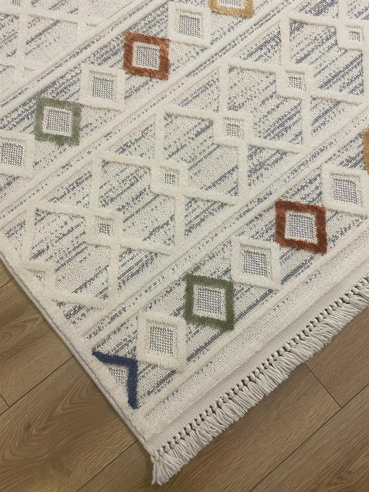 Çam Halı Enti Halı Polo 7805 Multi İskandinav Desenli Renkli Makine Halısı