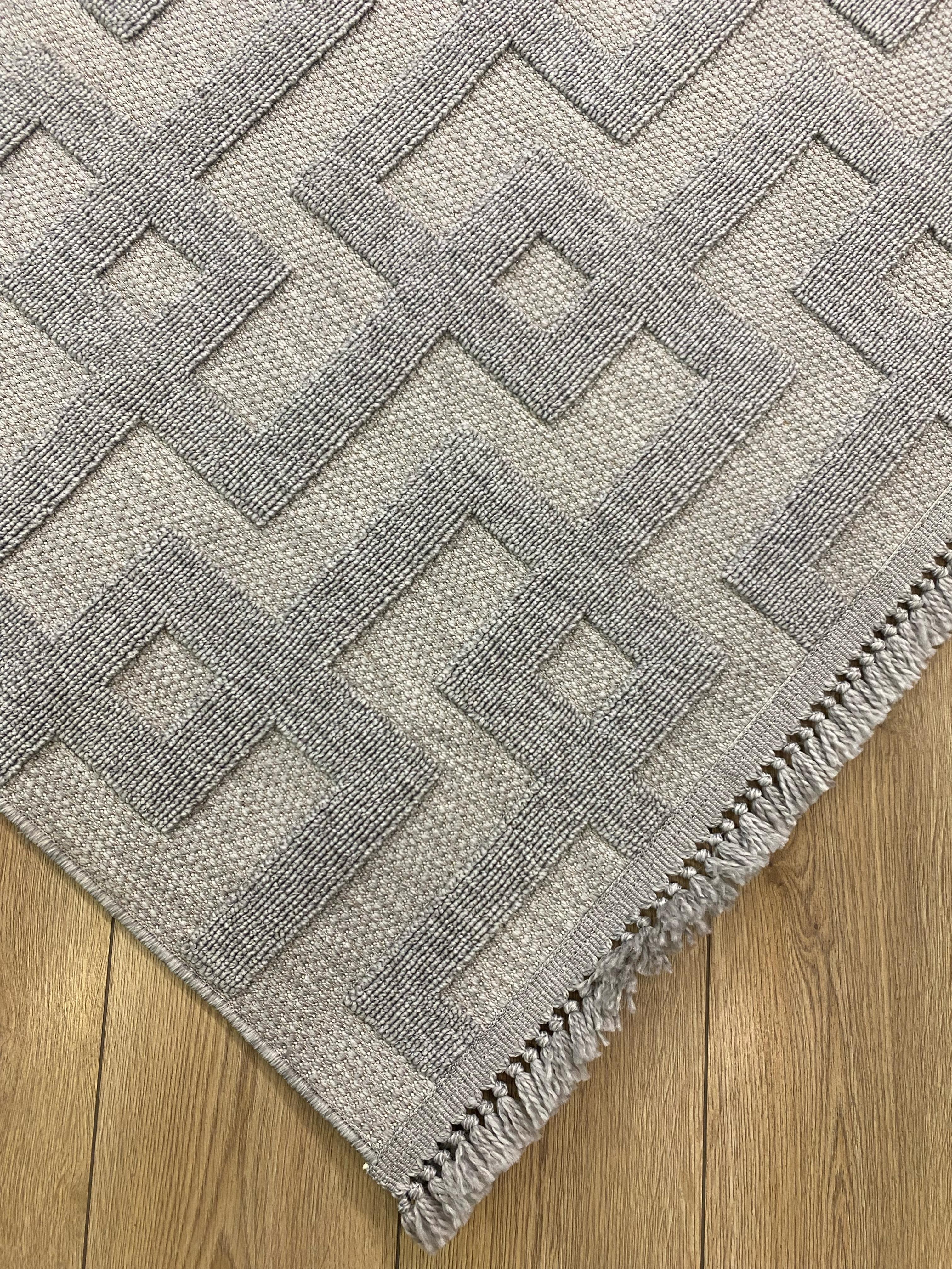Çam Halı  Enti Halı Togo 7509 Gri Geometrik Desenli Makine Halısı