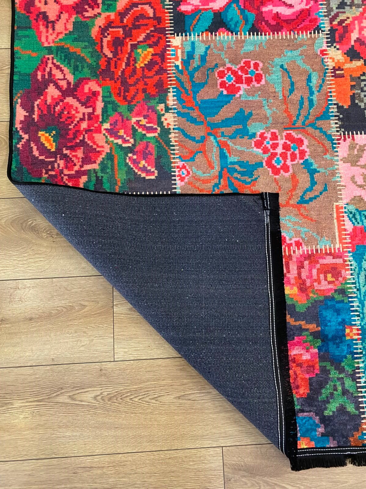 Çam Halı Gloria TD766 Multi Karabağ Patchwork Desen Dokuma Saçaklı Kilim