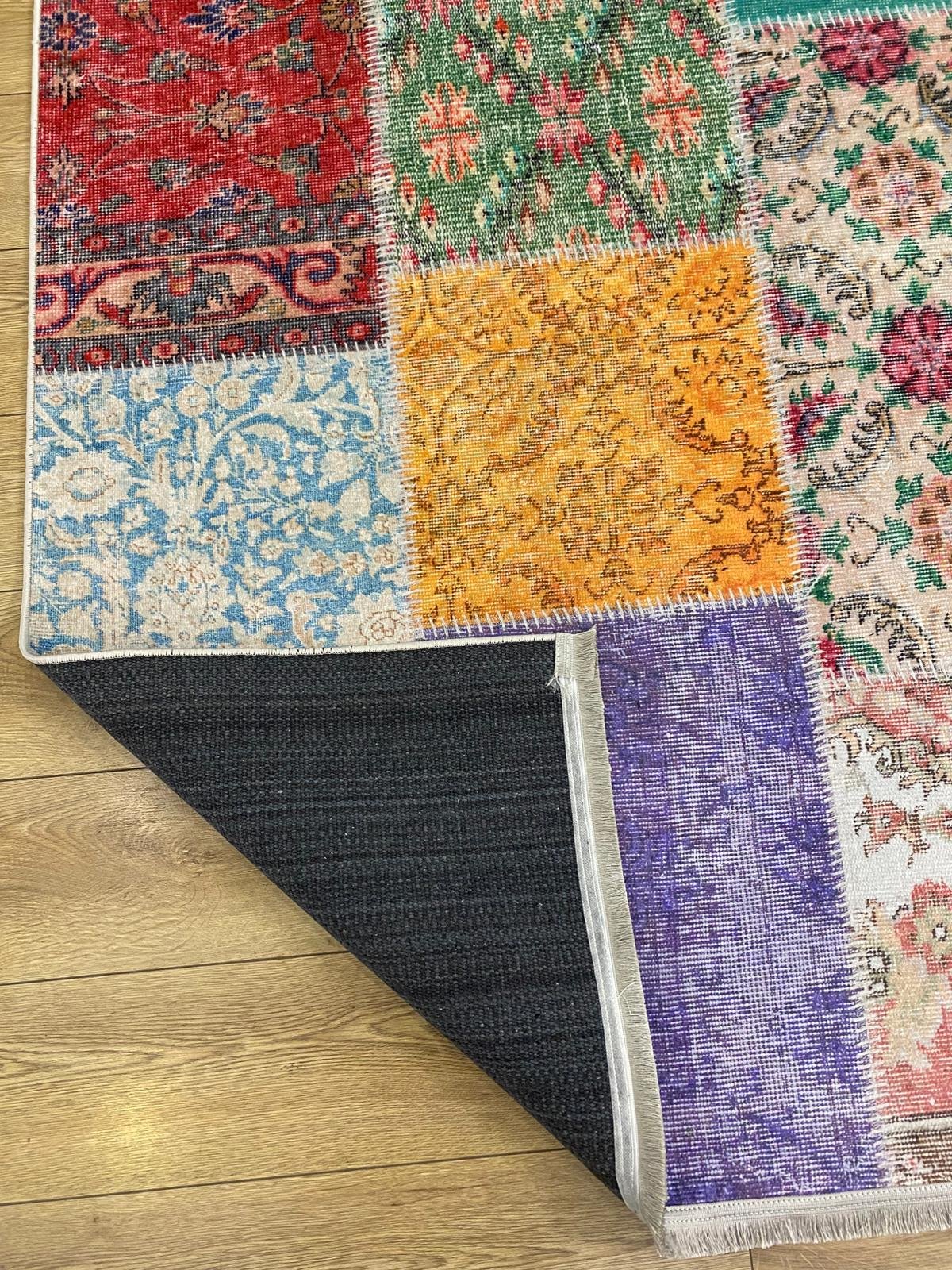 Çam Halı Gloria TD776 Multi Patchwork Desen Dokuma Saçaklı Kilim