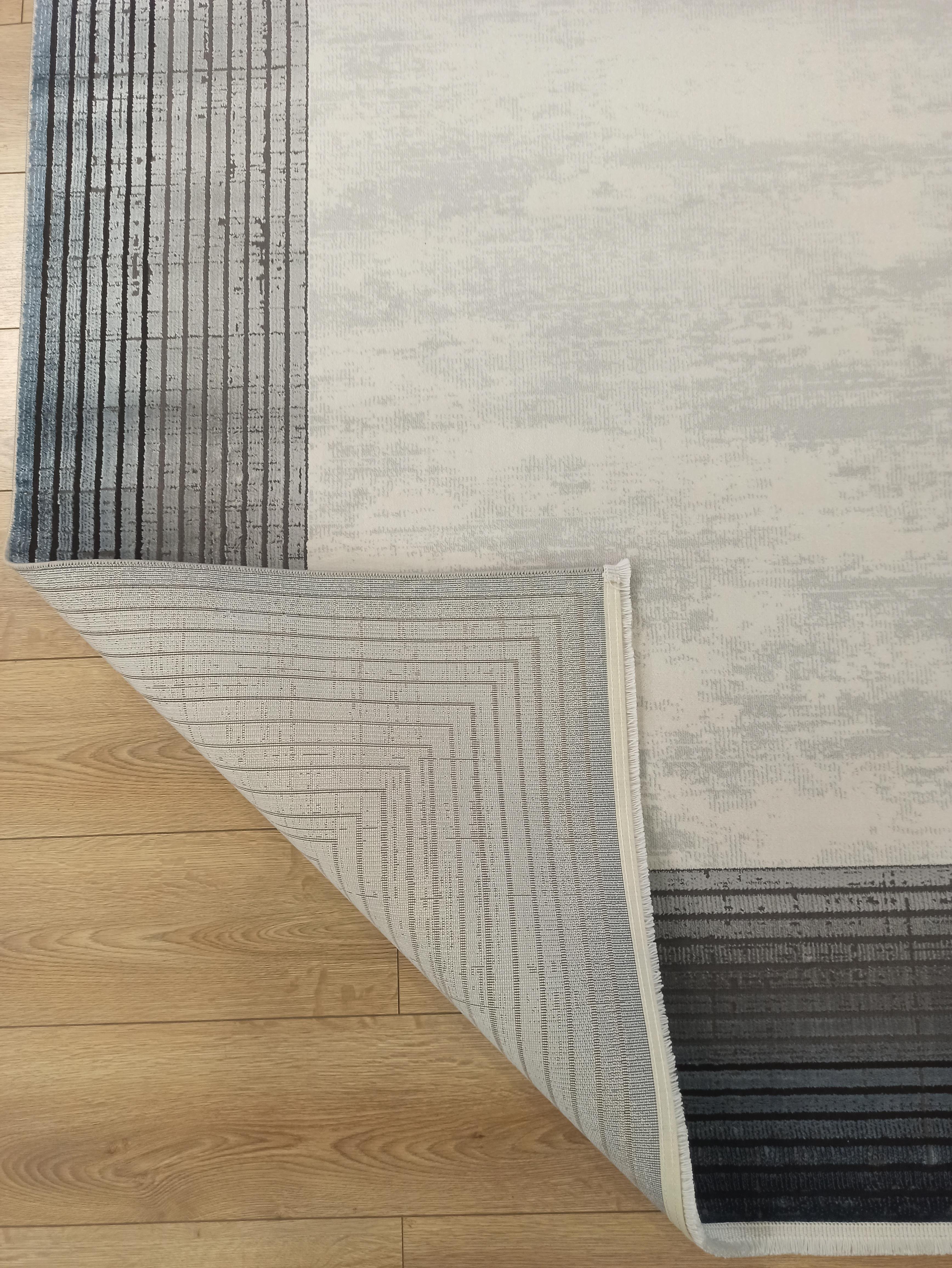 Çam Halı Karen KN005T Gri Lacivert Eskitme Desen Salon Halısı