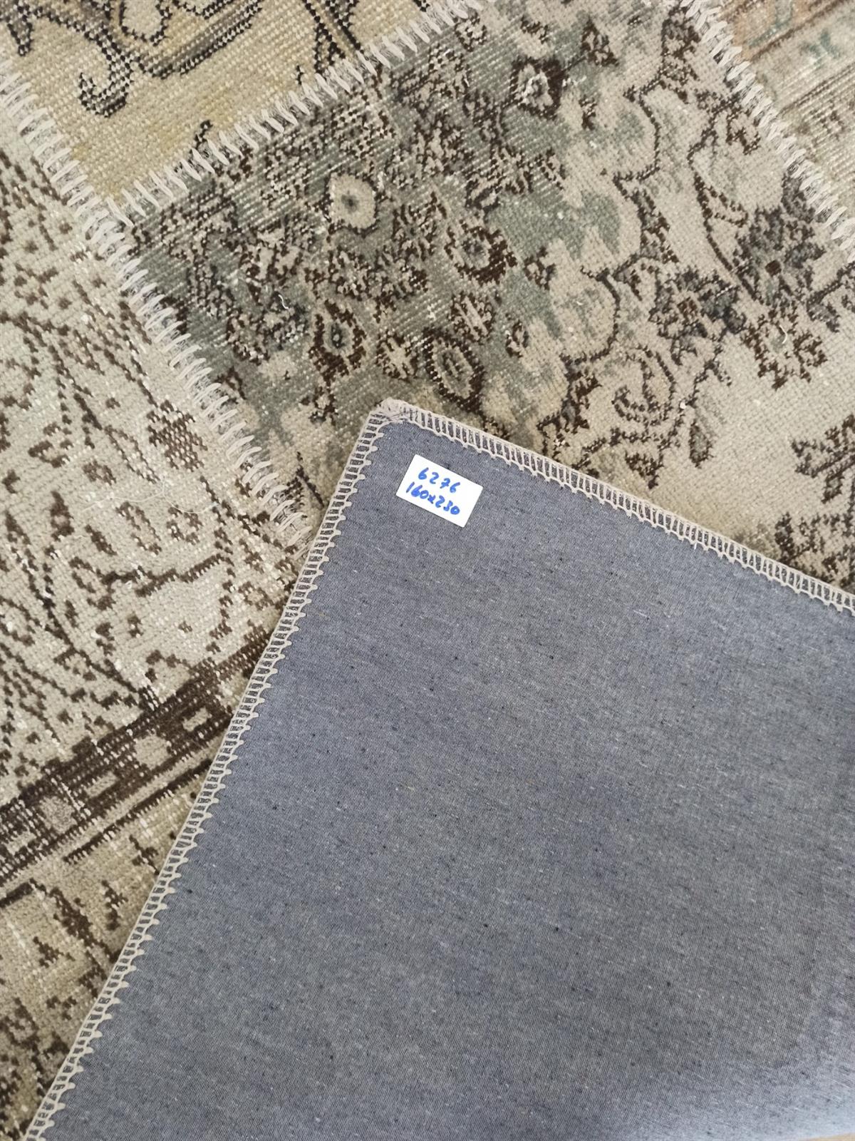 Çam Halı PW732 Bej El Dokuma Patchwork Yün Halı