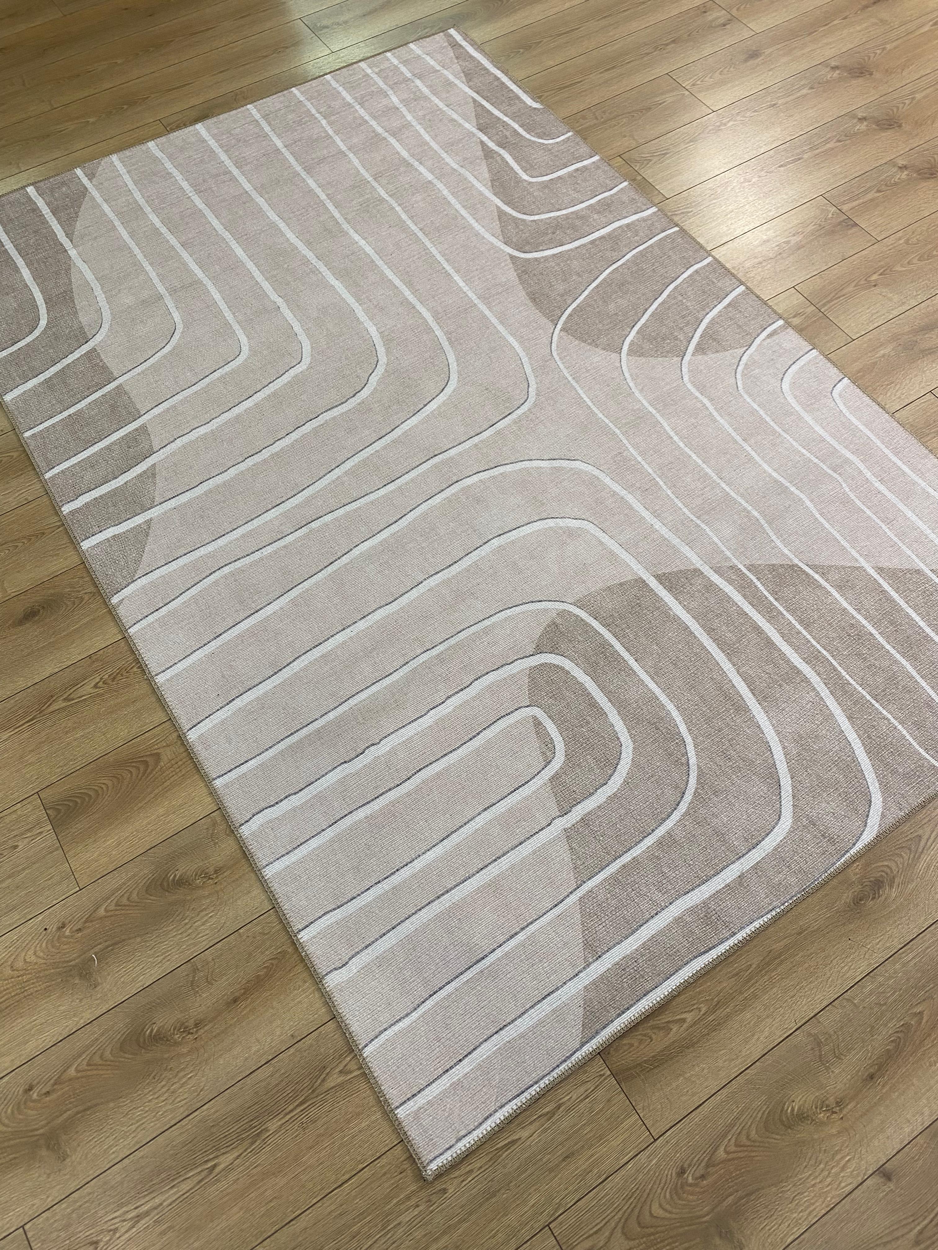 Çam Halı Siesta Modern 32-518 Modern Desenli Dokuma Tabanlı Yıkanabilir Şönil Salon ve Oda Halısı