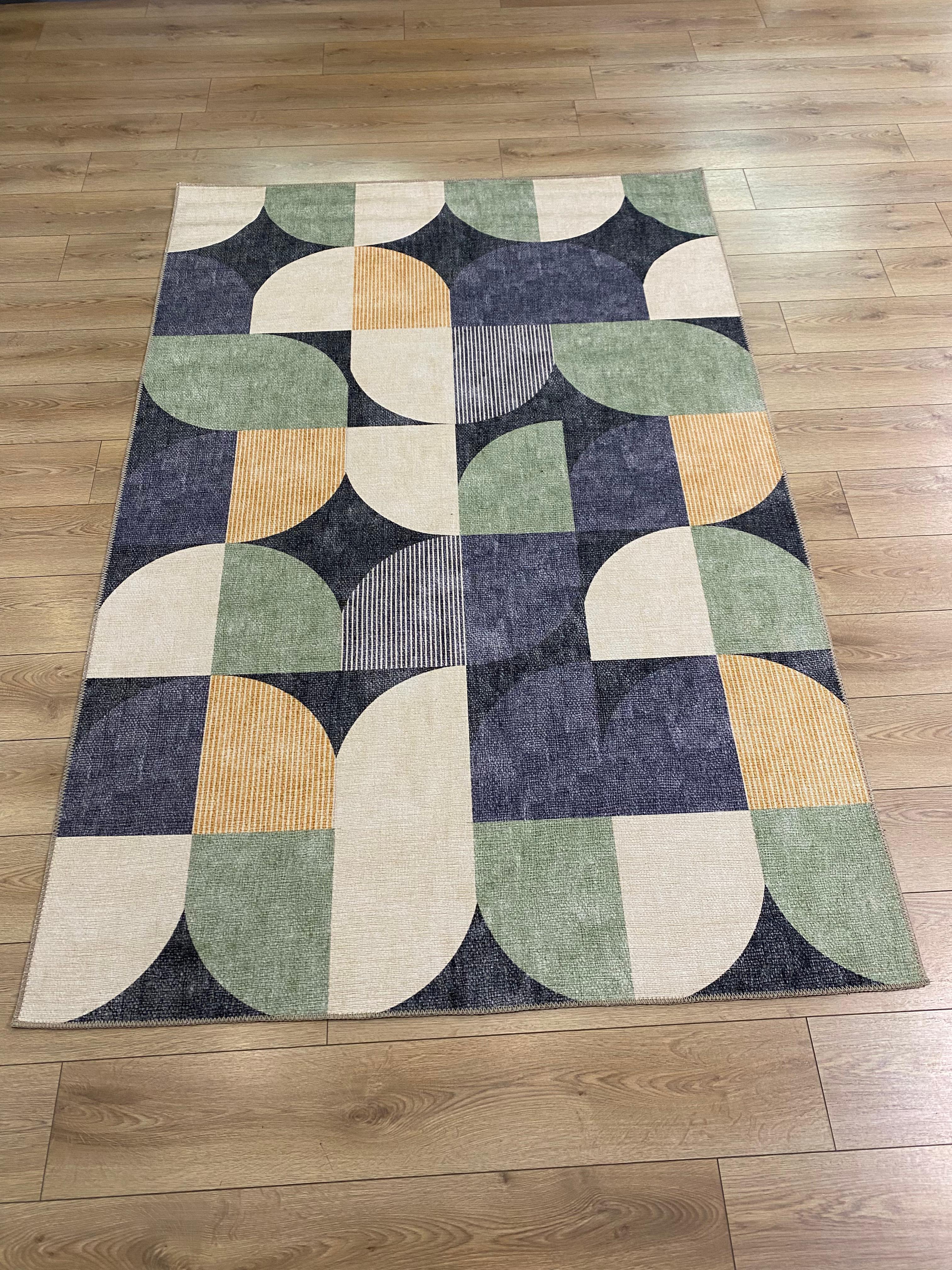 Çam Halı Siesta Modern 32-526 Modern Desenli Dokuma Tabanlı Yıkanabilir Şönil Salon ve Oda Halısı