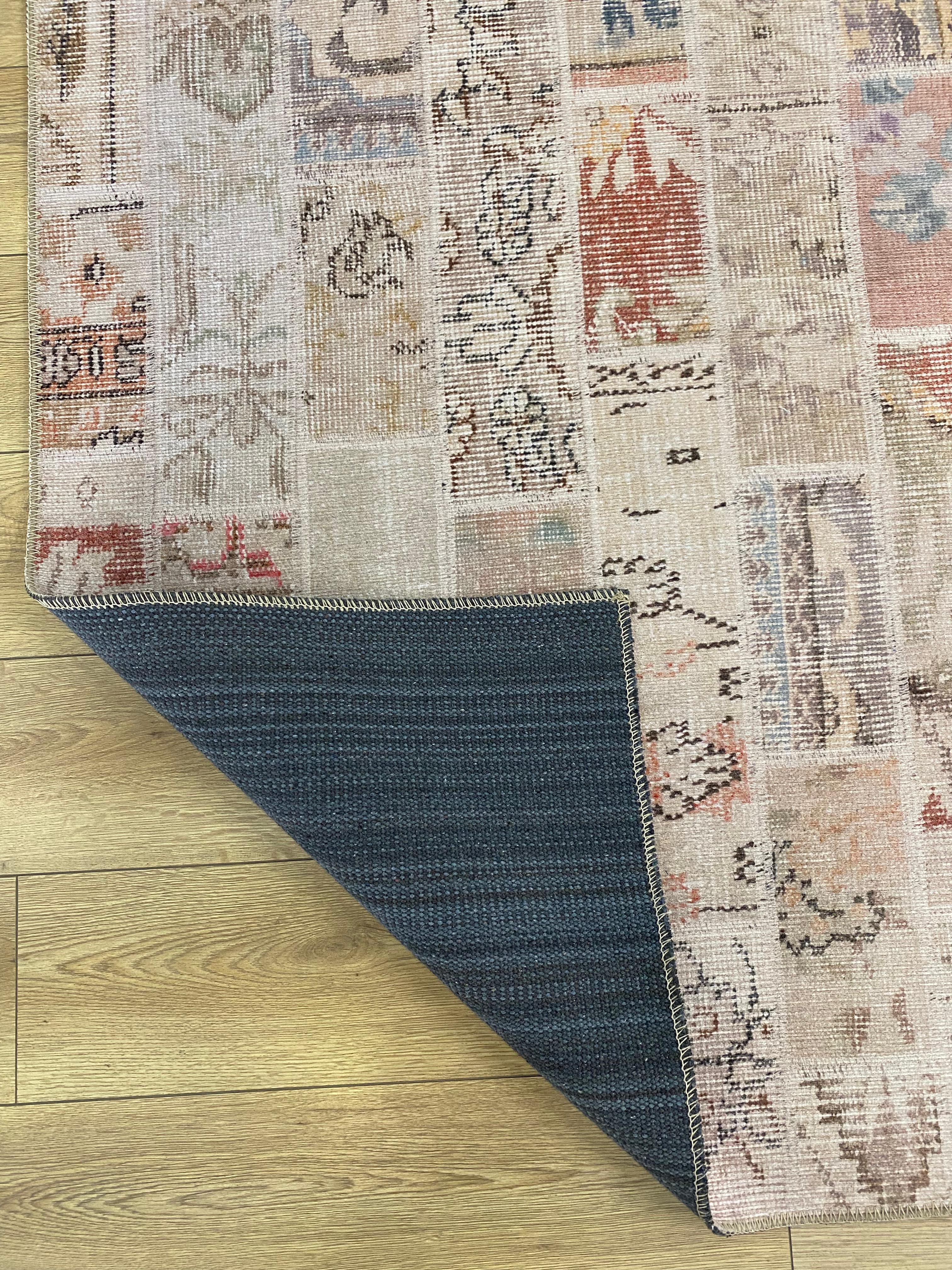 Çam Halı Siesta Patchwork 32-456 Etnik Eskitme Desenli Dokuma Tabanlı Yıkanabilir Şönil Salon ve Oda Halısı