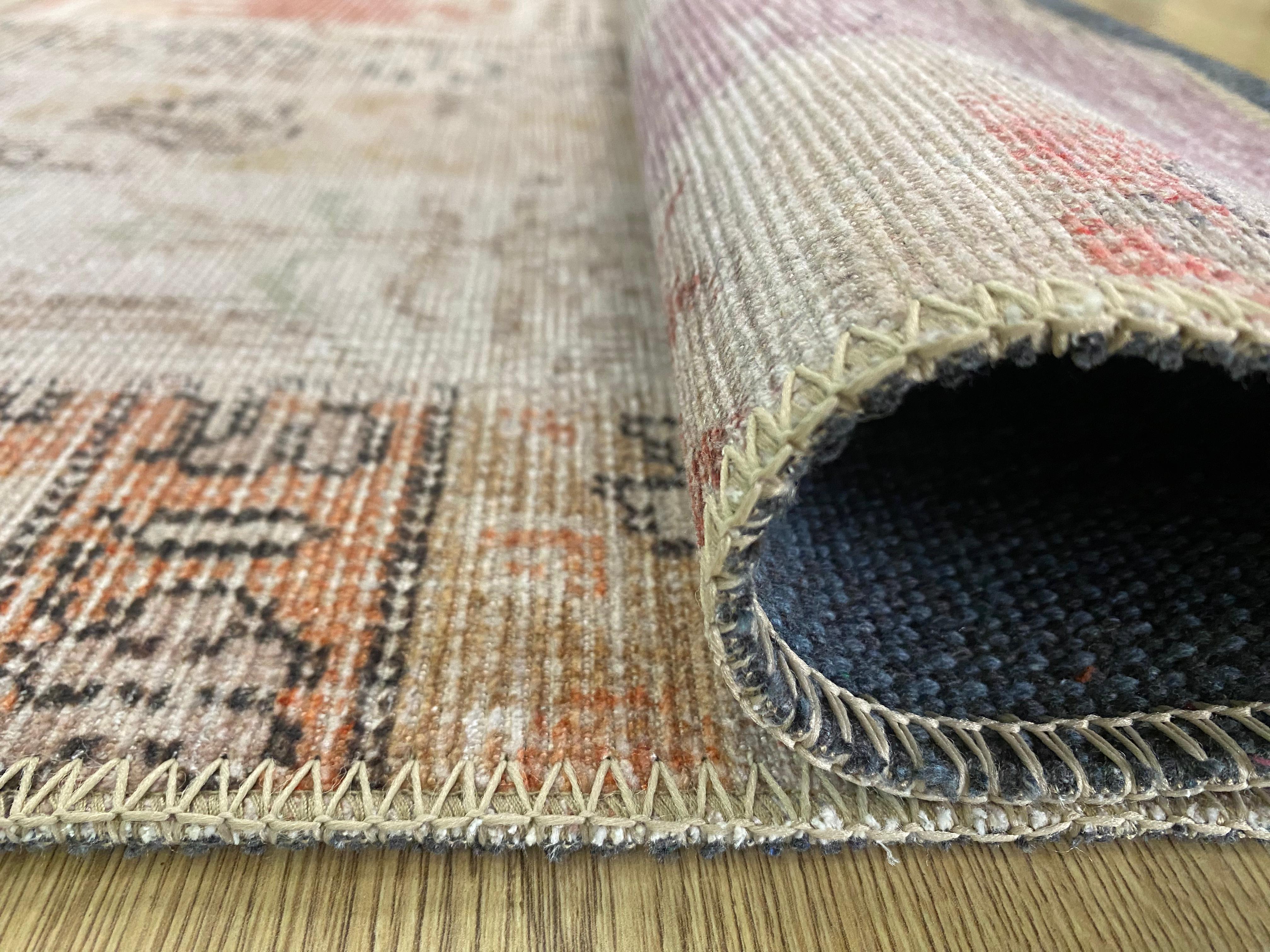 Çam Halı Siesta Patchwork 32-456 Etnik Eskitme Desenli Dokuma Tabanlı Yıkanabilir Şönil Salon ve Oda Halısı