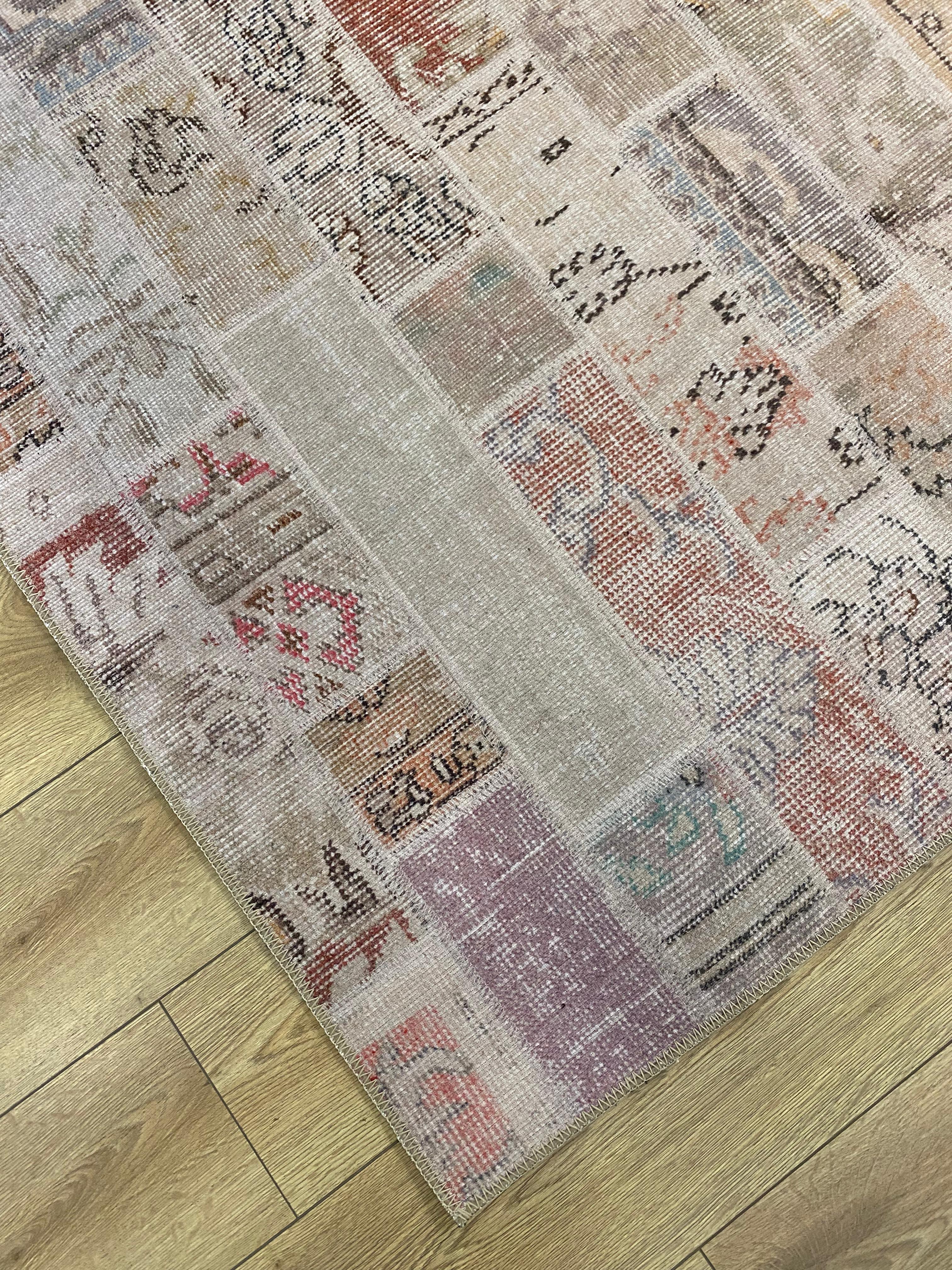 Çam Halı Siesta Patchwork 32-456 Etnik Eskitme Desenli Dokuma Tabanlı Yıkanabilir Şönil Salon ve Oda Halısı