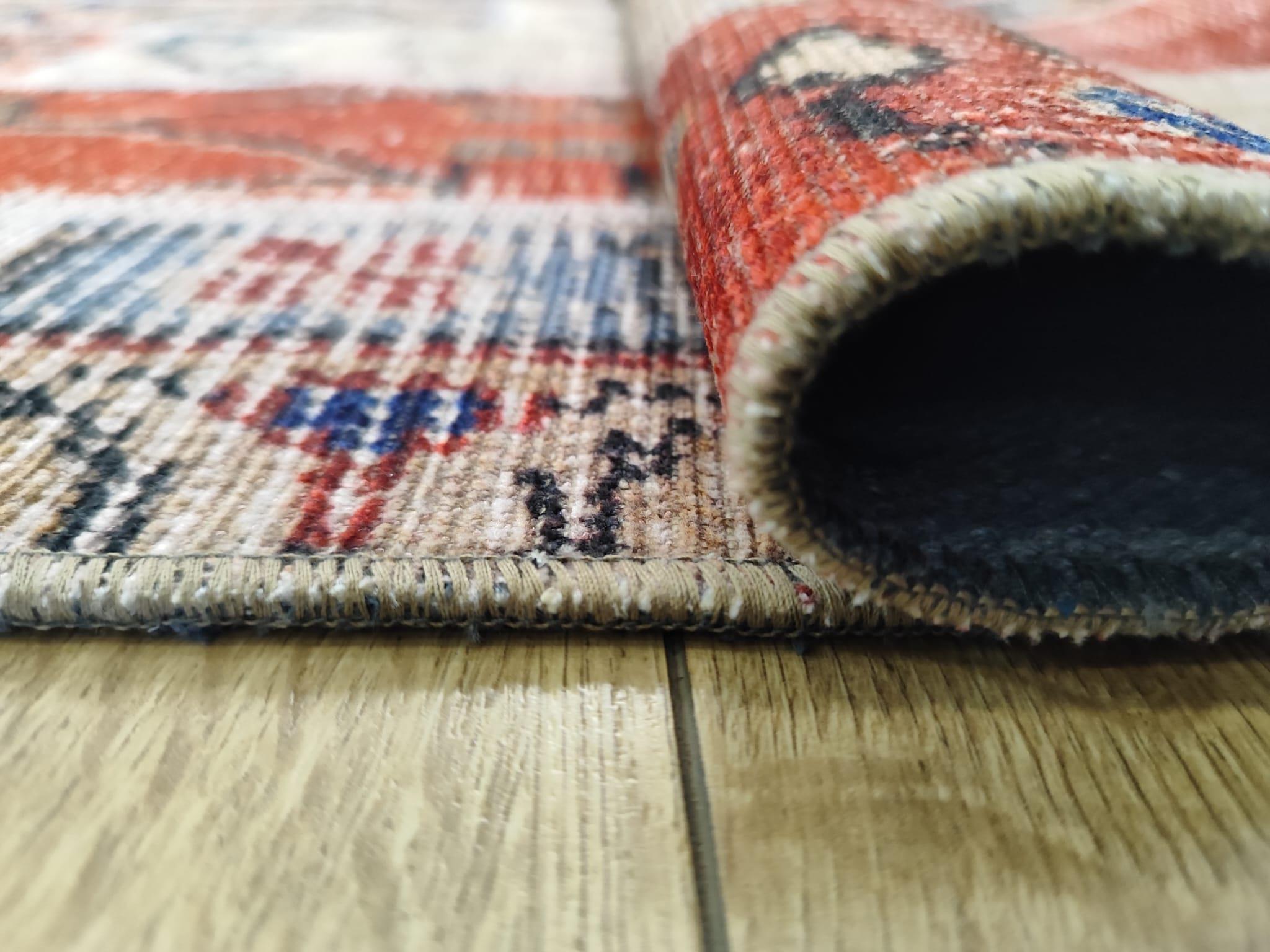 Çam Halı Siesta Patchwork 32-457 Etnik Eskitme Desenli Dokuma Tabanlı Yıkanabilir Şönil Salon ve Oda Halısı