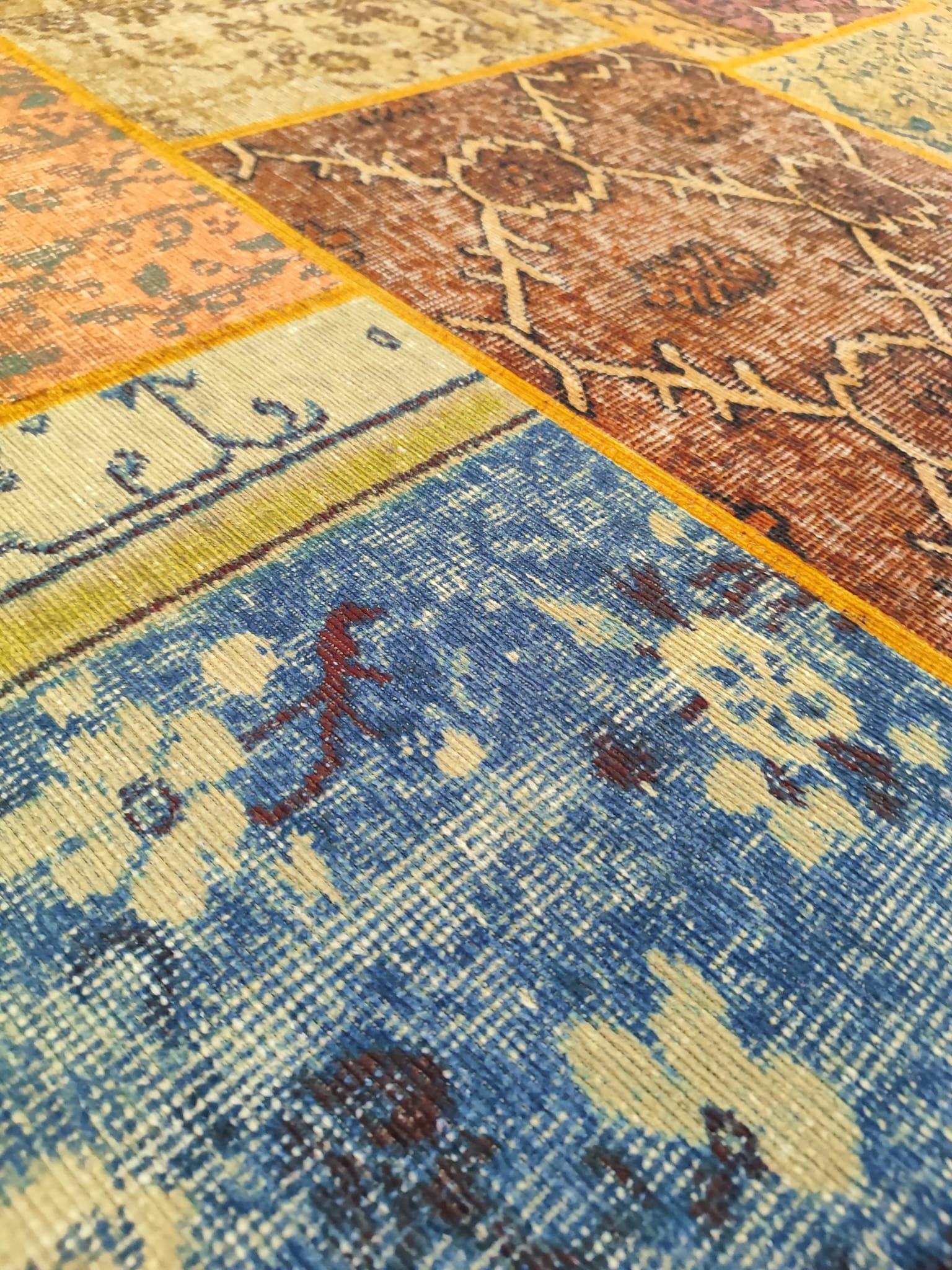 Çam Halı Siesta Patchwork 32-460 Etnik Eskitme Desenli Dokuma Tabanlı Yıkanabilir Şönil Salon ve Oda Halısı