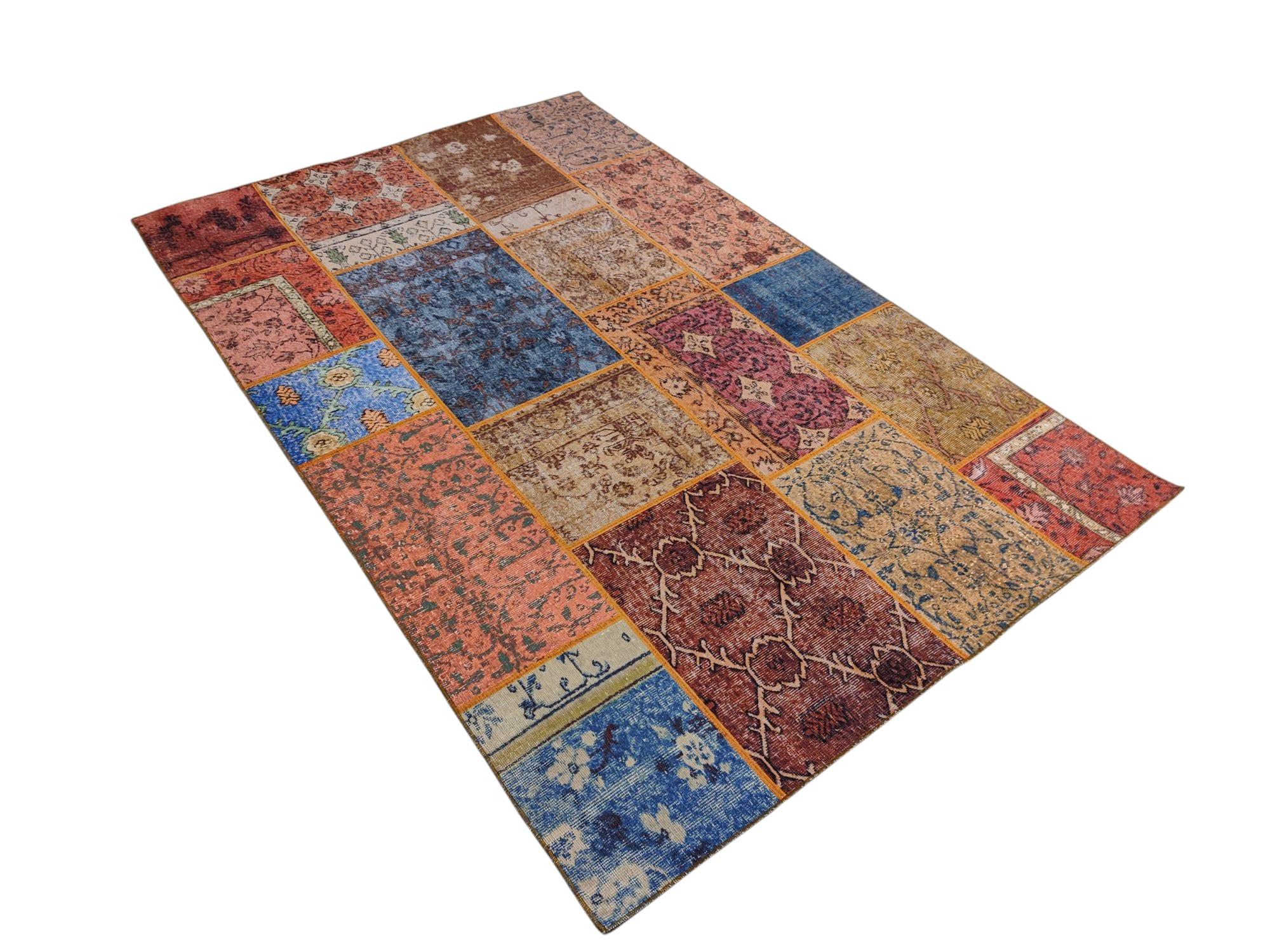 Çam Halı Siesta Patchwork 32-460 Etnik Eskitme Desenli Dokuma Tabanlı Yıkanabilir Şönil Salon ve Oda Halısı