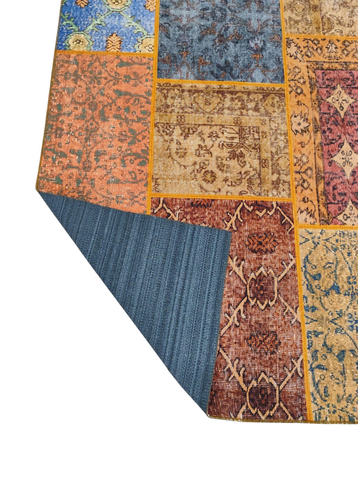 Çam Halı Siesta Patchwork 32-460 Etnik Eskitme Desenli Dokuma Tabanlı Yıkanabilir Şönil Salon ve Oda Halısı