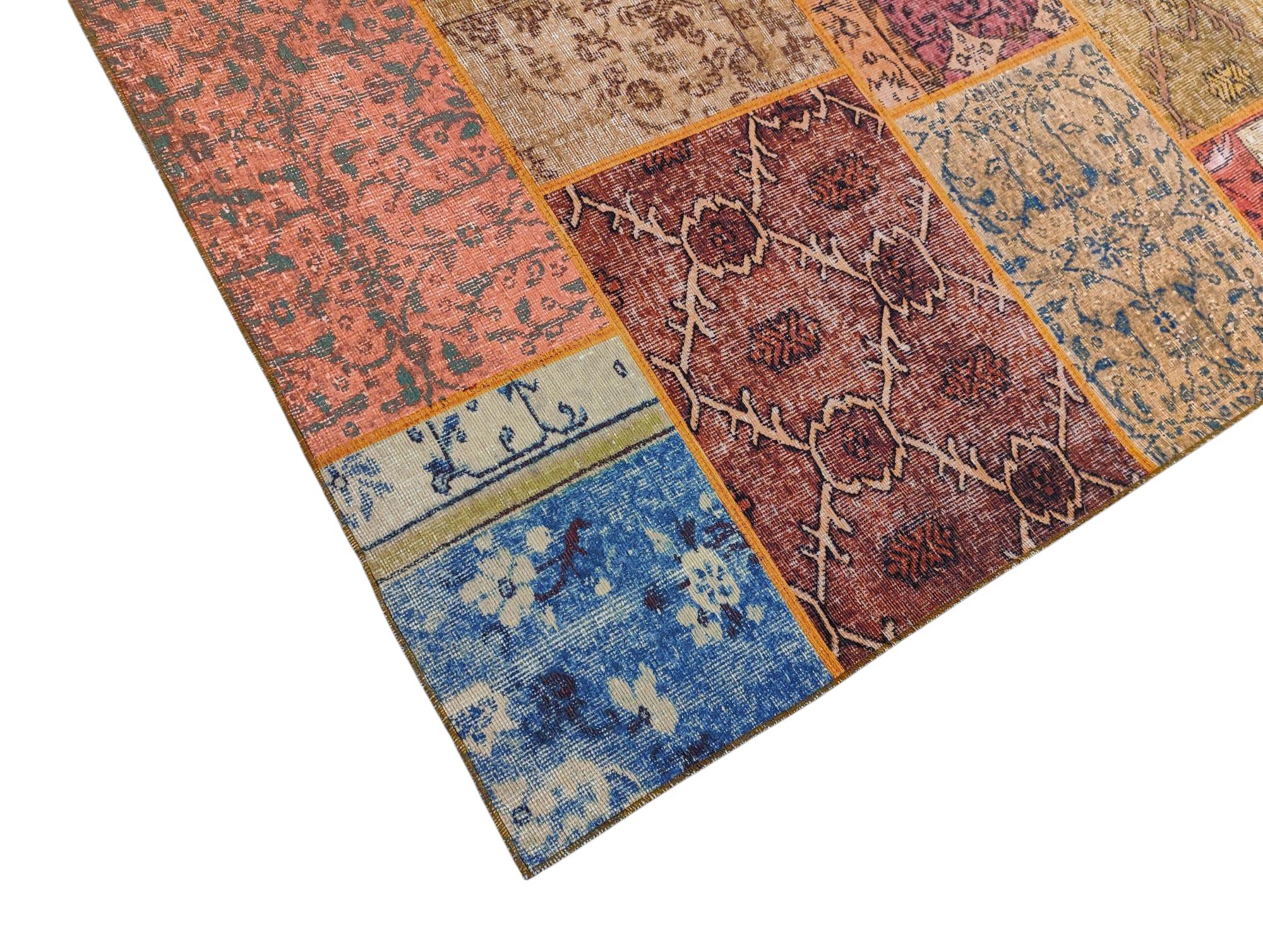 Çam Halı Siesta Patchwork 32-460 Etnik Eskitme Desenli Dokuma Tabanlı Yıkanabilir Şönil Salon ve Oda Halısı