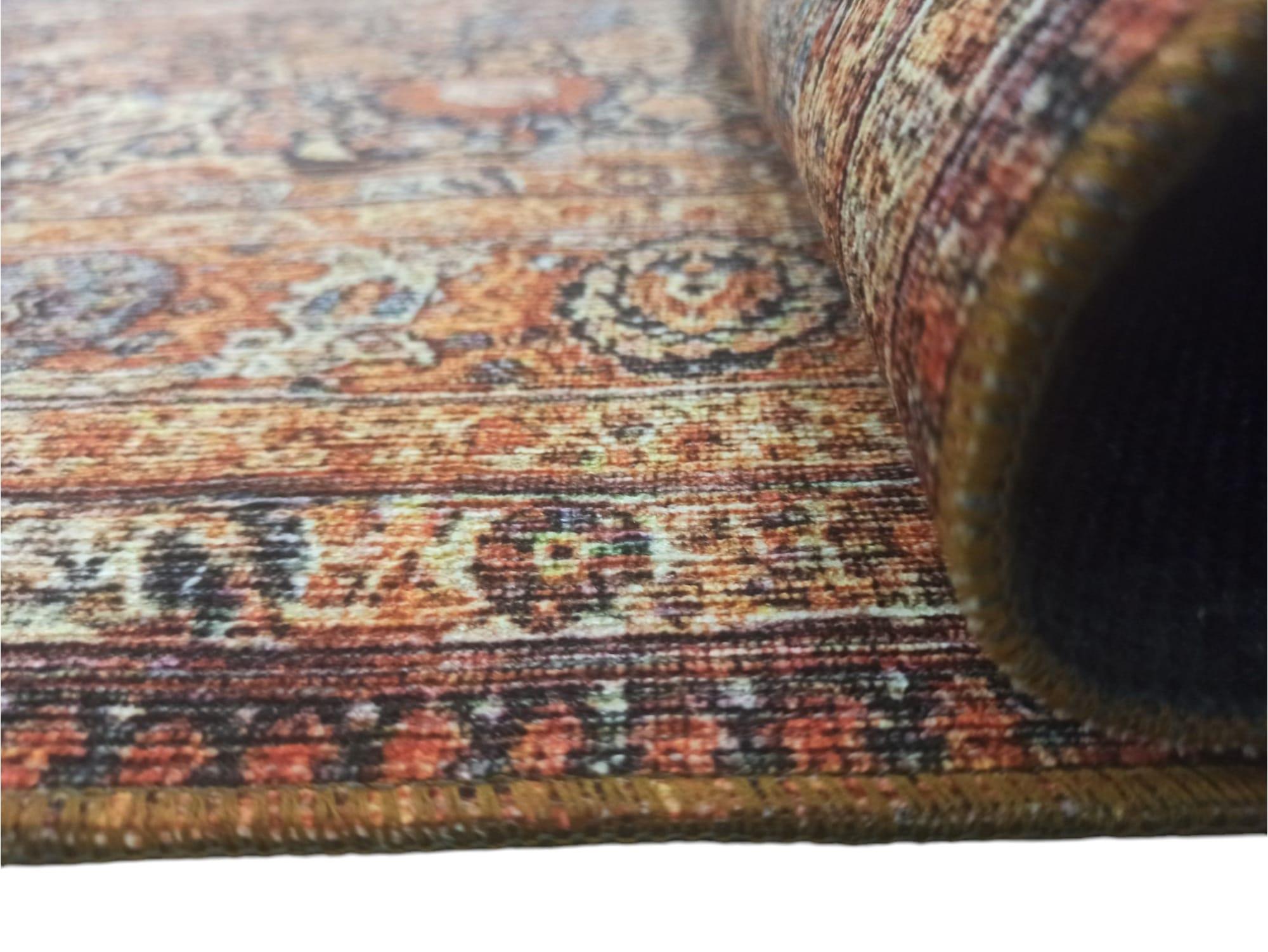 Çam Halı Siesta Vintage 32-041 Etnik Eskitme Desenli Dokuma Tabanlı Yıkanabilir Şönil Salon ve Oda Halısı