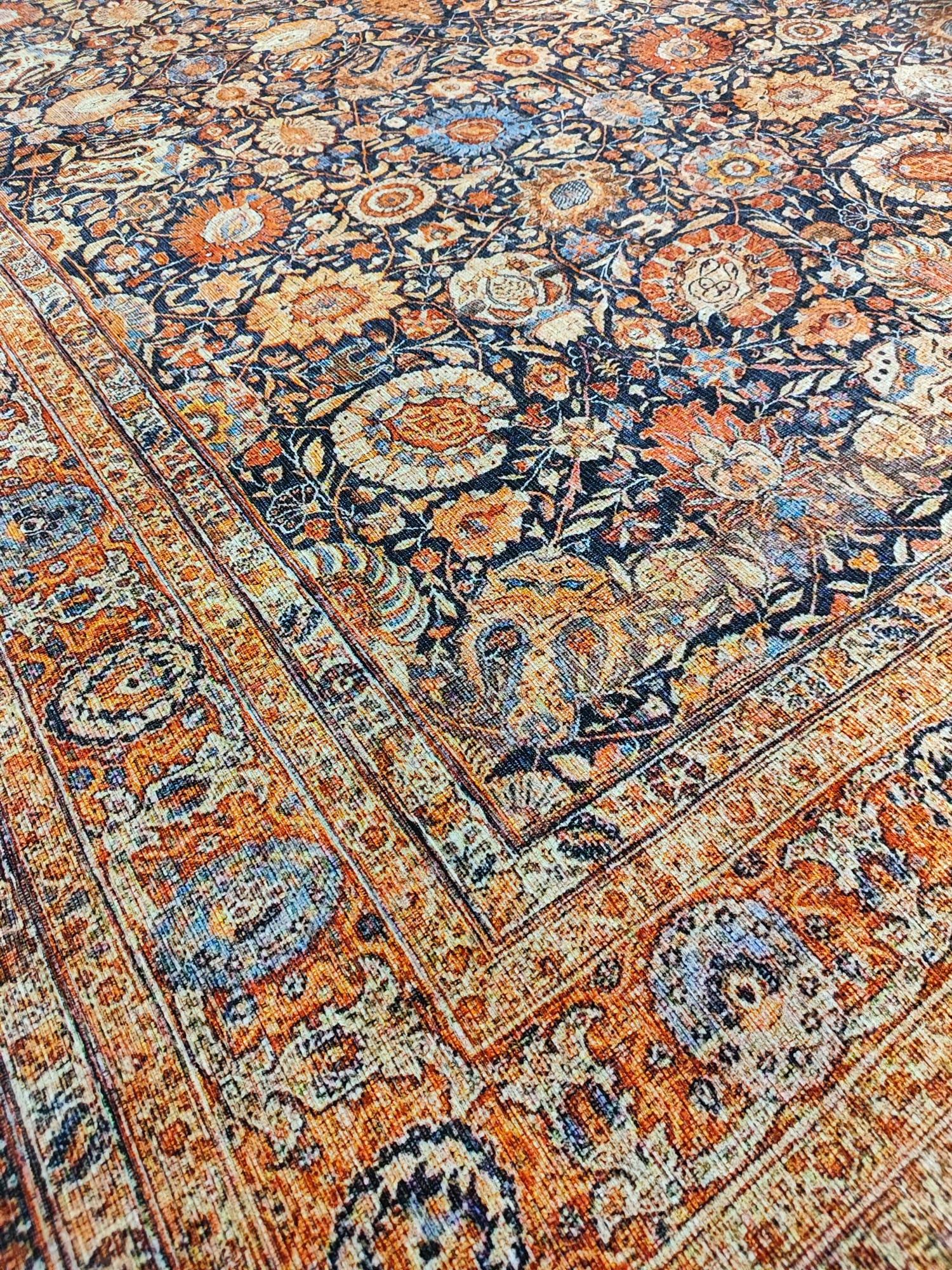 Çam Halı Siesta Vintage 32-041 Etnik Eskitme Desenli Dokuma Tabanlı Yıkanabilir Şönil Salon ve Oda Halısı