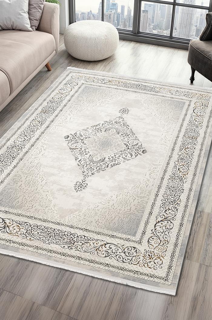 ÇAM Halı SİLVİA SL101A Gri Koridor Halısı Mutfak Halısı Salon Halısı