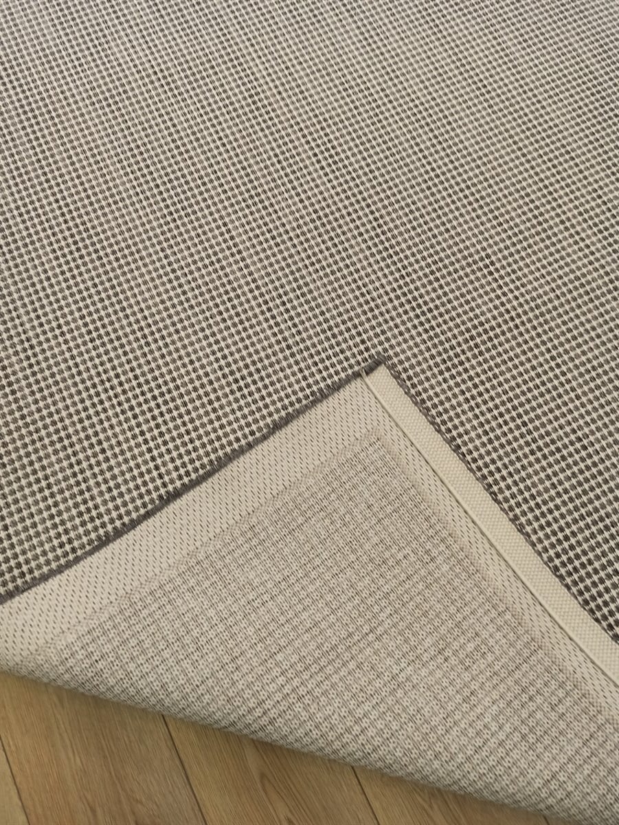 Çam Halı Sisal 9213 Gri / Beyaz Bordürlü Jüt Sisal Kilim