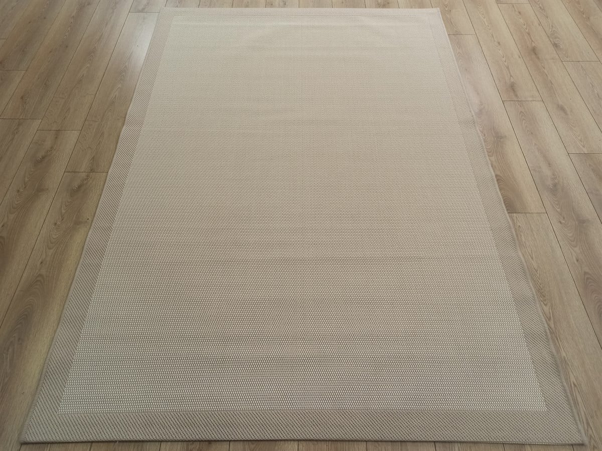 Çam Halı Sisal 9327 Bej / Krem Bordürlü Jüt Sisal Kilim