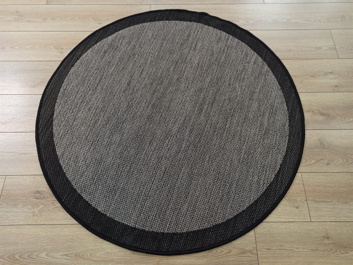 Çam Halı Sisal 9715 Gri / Siyah Bordürlü Jüt Sisal Kilim
