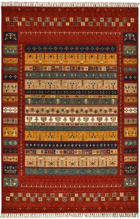 Çam Halı Sultani 808 Kırmızı Yün ve Bambu ile Özel Tezgahlarda Üretilen Otantik Desenli El Emeği Modern Uşak Halısı