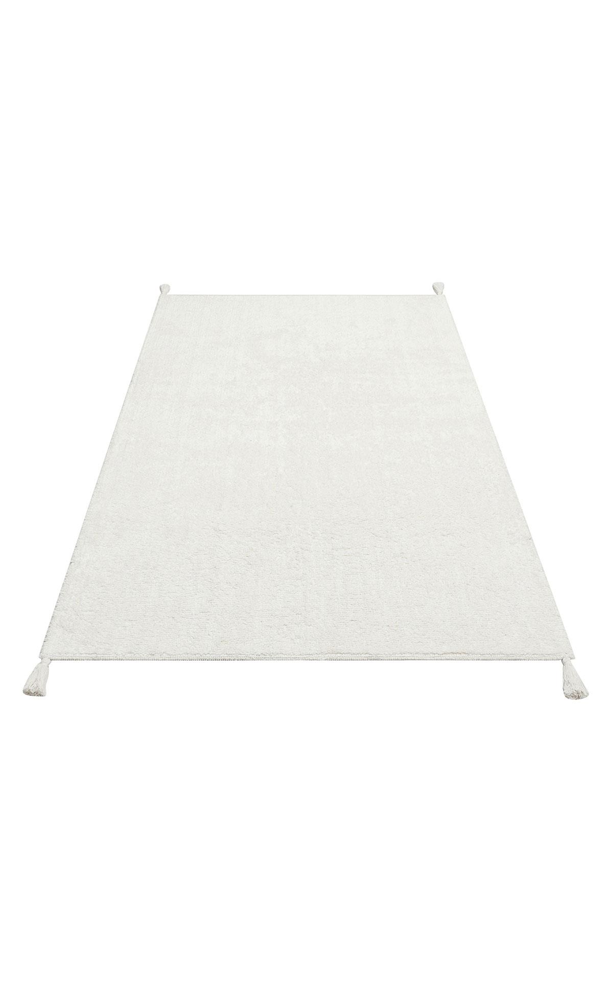 EKO Halı COTTON BOON CBN PLAİN WHİTE  Kaymaz Tabanlı Yıkanabilir Doğal Pamuklu Bebek Halısı