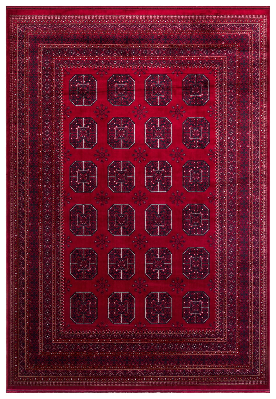 Eko Halı HERAT HER 02 RED Afgan Desenli Viskon Sıkı Dokuma Kaymaz Tabanlı İnce Makine Halısı