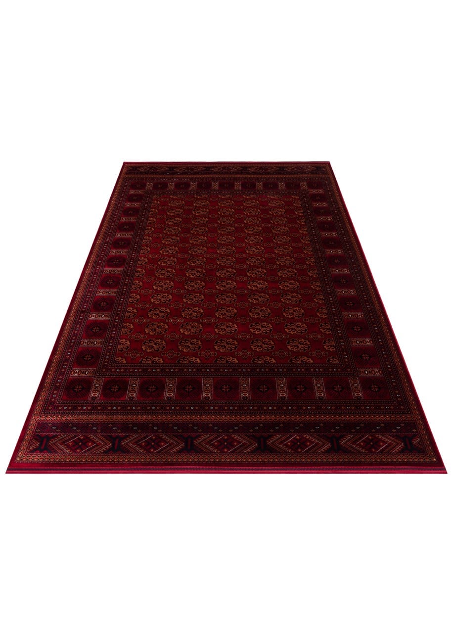 Eko Halı HERAT HER 03 RED Afgan Desenli Viskon Sıkı Dokuma Kaymaz Tabanlı İnce Makine Halısı