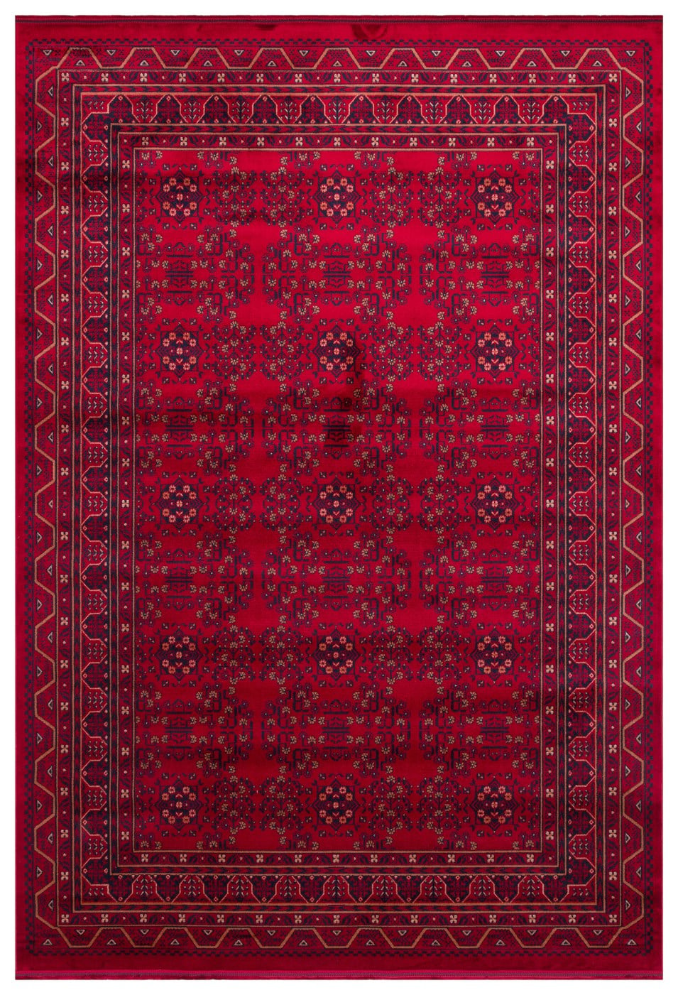 Eko Halı HERAT HER 04 RED Afgan Desenli Viskon Sıkı Dokuma Kaymaz Tabanlı İnce Makine Halısı