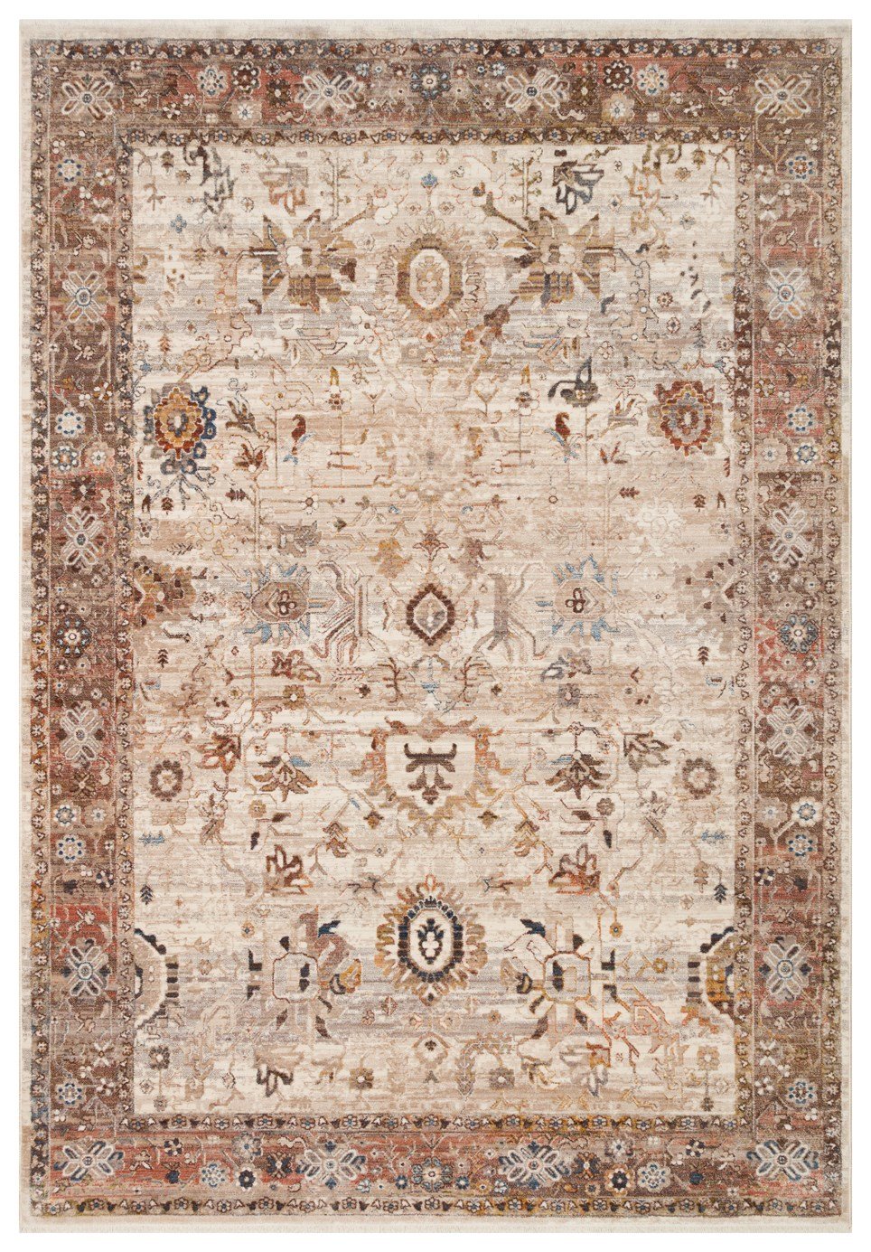 Eko Halı PİETRA PTA 22 CREAM BROWN Sıcak Renk Tonlarını Etnik Desenlerle Buluşturan Yumuşak Tuşeli Salon Halısı Oturma Odası Halısı Mutfak Halısı Modern Makine Halısı
