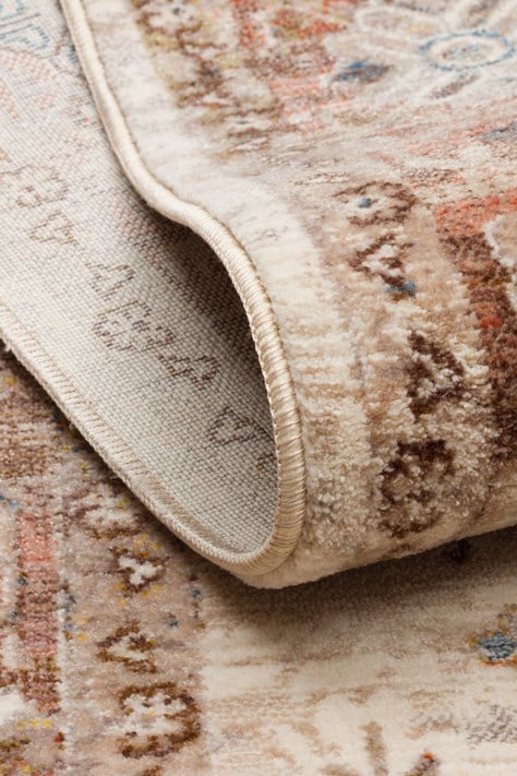 Eko Halı PİETRA PTA 22 CREAM BROWN Sıcak Renk Tonlarını Etnik Desenlerle Buluşturan Yumuşak Tuşeli Salon Halısı Oturma Odası Halısı Mutfak Halısı Modern Makine Halısı