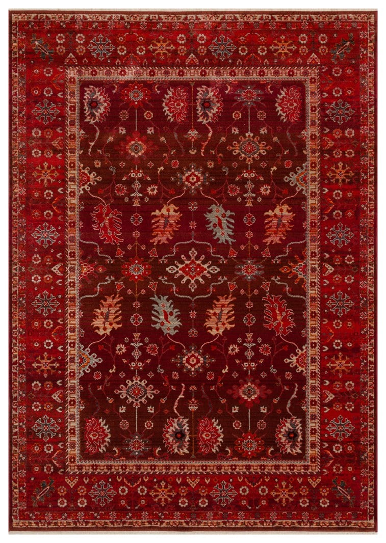 Eko Halı PİETRA PTA 24 RED Sıcak Renk Tonlarını Etnik Desenlerle Buluşturan Yumuşak Tuşeli Salon Halısı Oturma Odası Halısı Mutfak Halısı Modern Makine Halısı