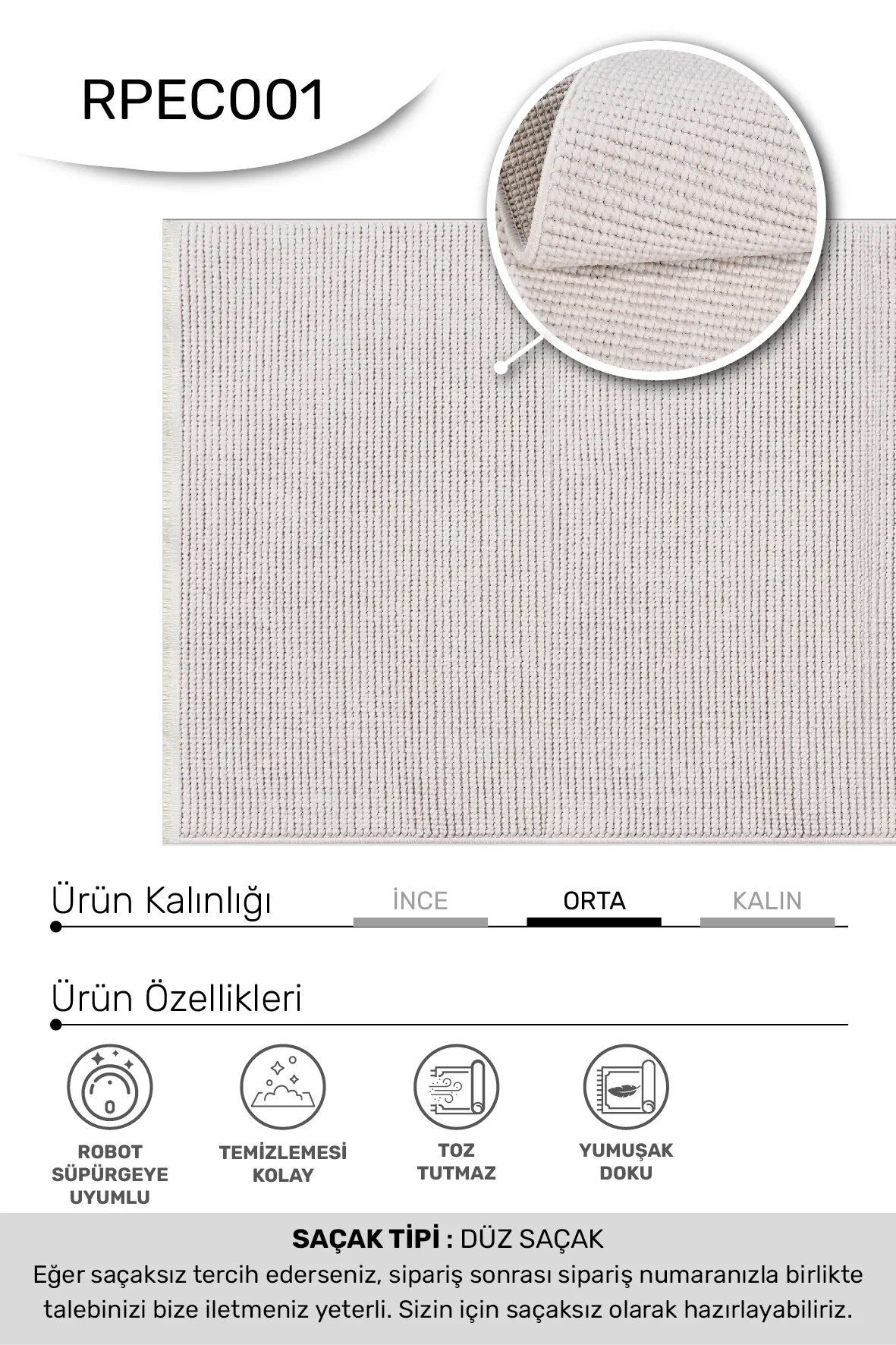EKOL-Beyaz - Özel Ölçü-Oturma Odası,Mutfak, Koridor-Kaydırmaz Taban-Robot Süpürgeye Uyumlu-Kolay Temizlenebilir-Uygun Fiyat