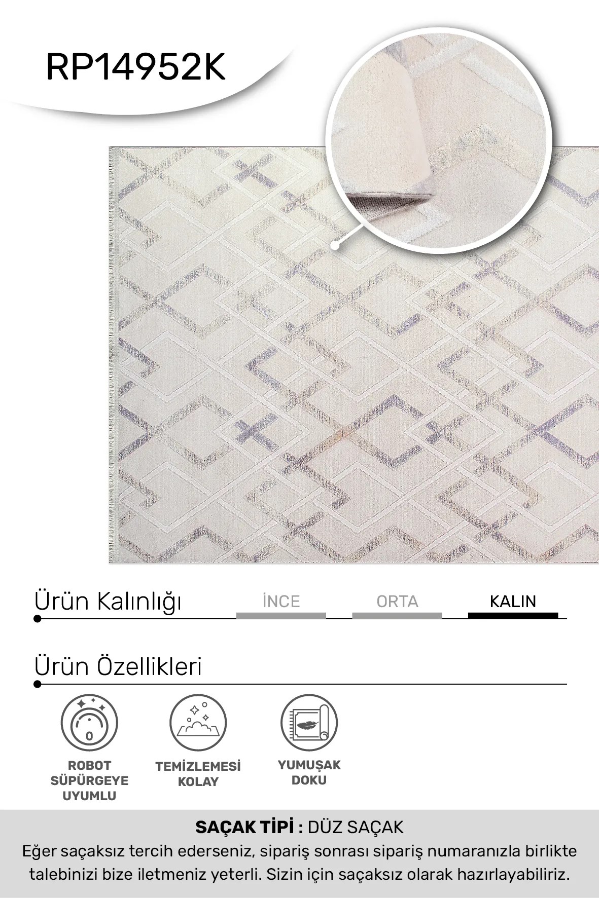 GASPİNA-Krem/Beyaz - Özel Ölçü-Salon, Oturma Odası ve Koridor Halısı-Robot Süpürgeye Uyumlu-Kolay Temizlenebilir-Uygun Fiyat